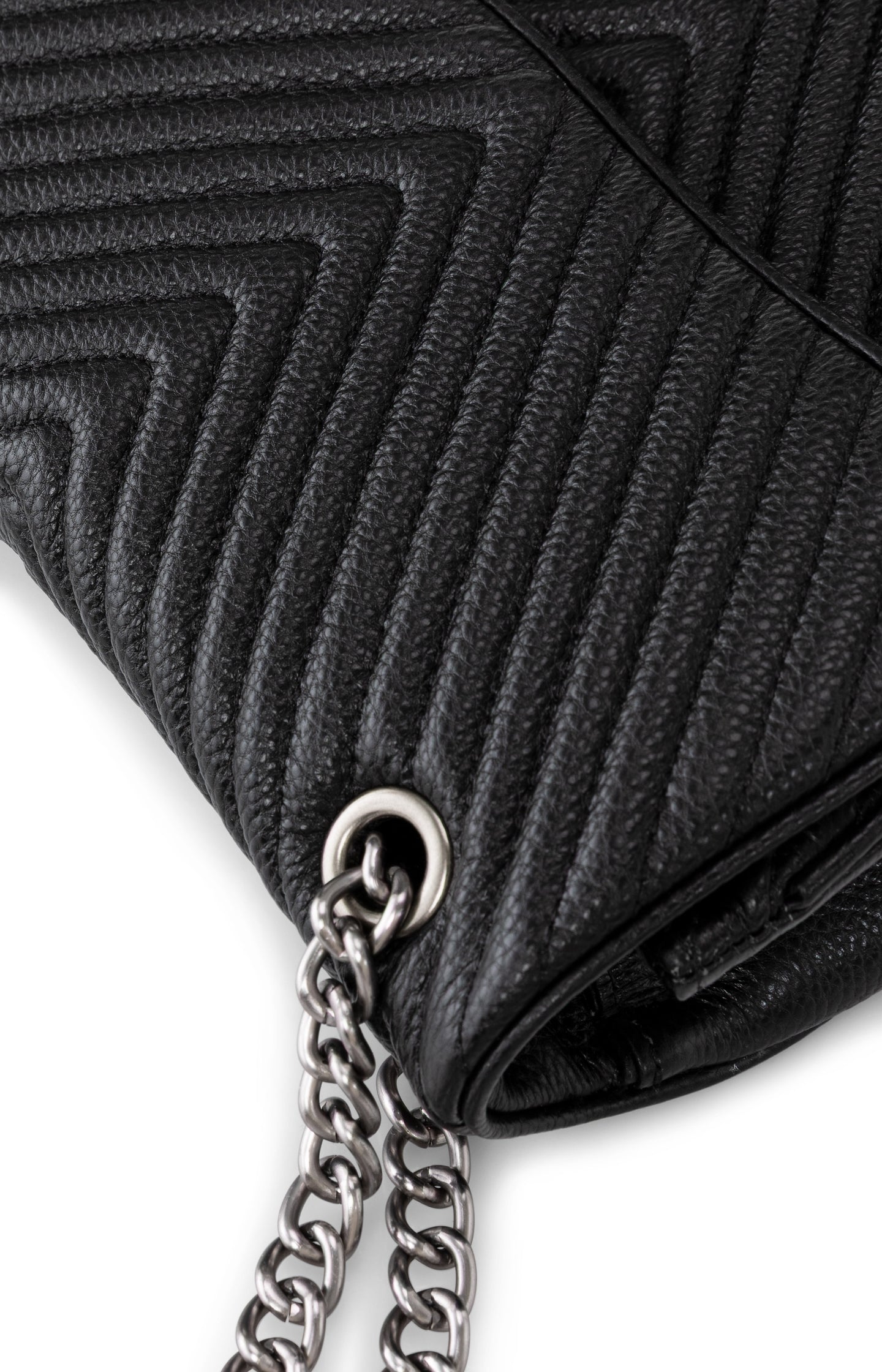 Leather bag Emma with stitching and chain