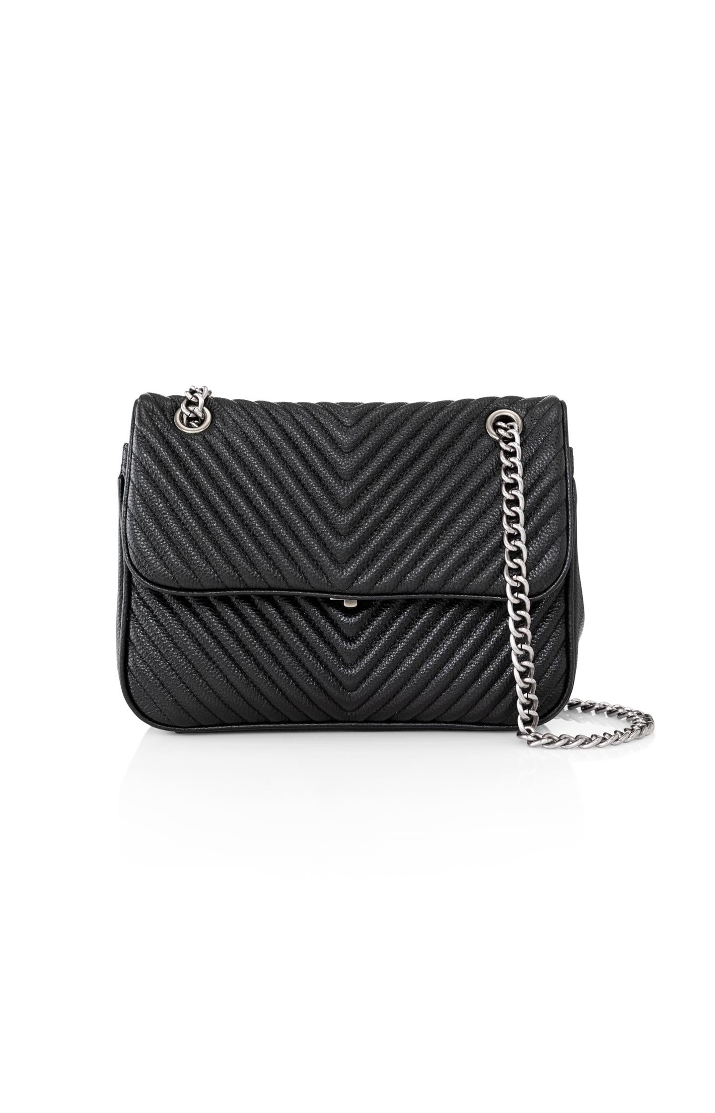 Leather bag Emma with stitching and chain