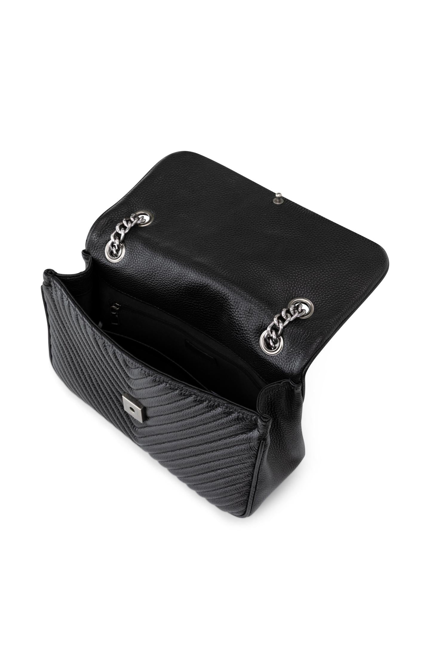 Leather bag Emma with stitching and chain