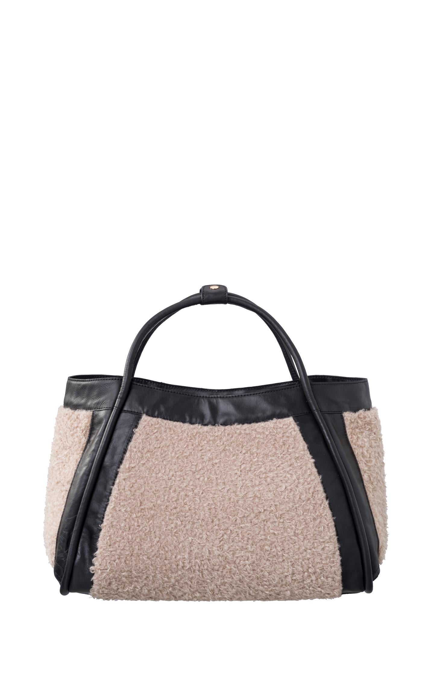 Leather bag with Lammy details - Black - Type: product