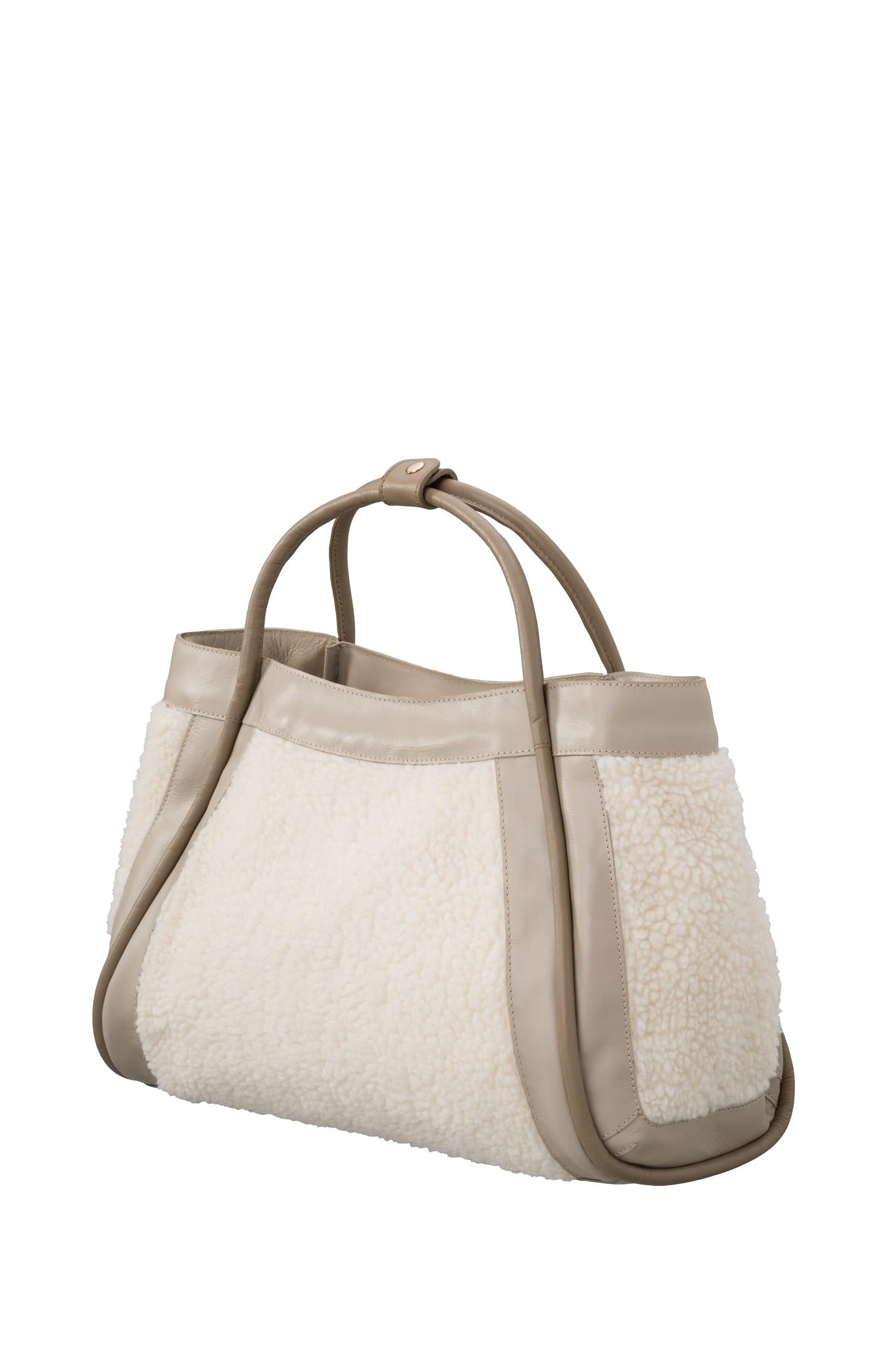 Leather bag with Lammy details - Pure Cashmere Brown