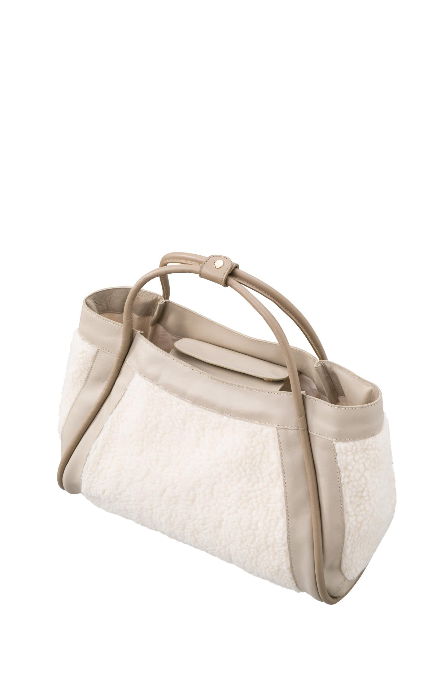 Leather bag with Lammy details - Pure Cashmere Brown