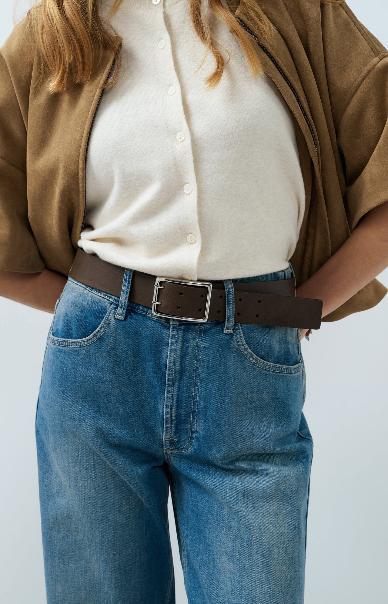 Leather belt with buckle - Type: lookbook