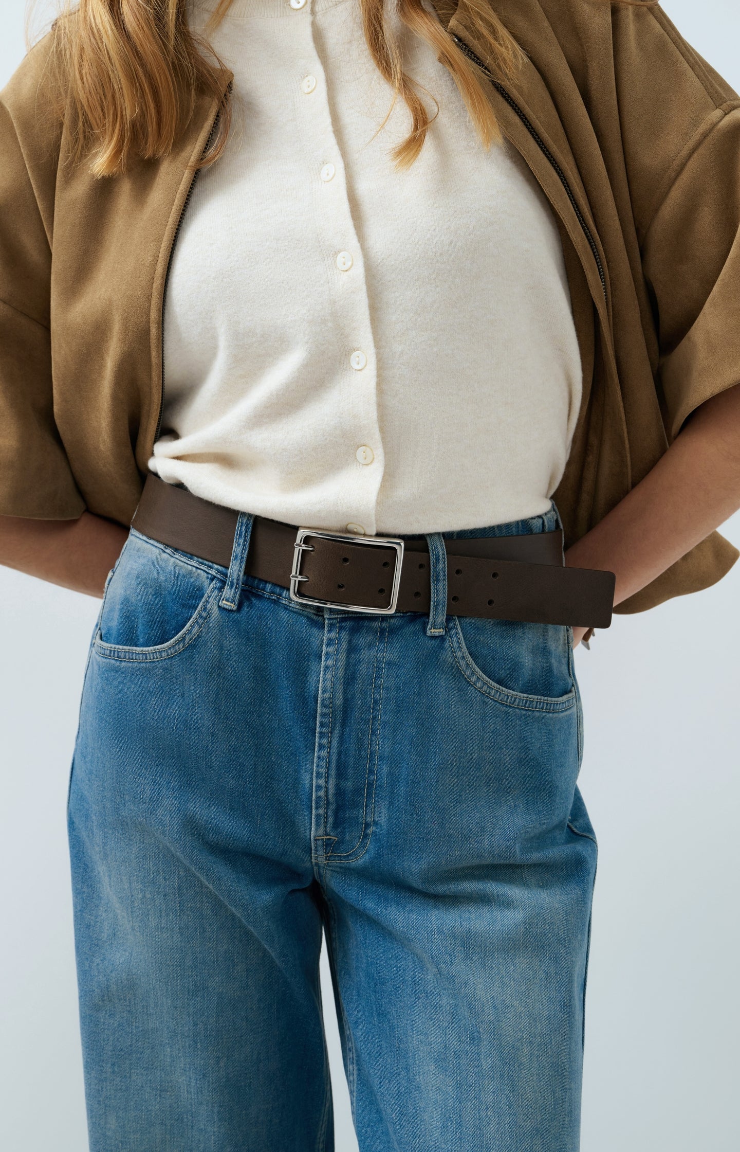 Leather belt with buckle - Type: lookbook
