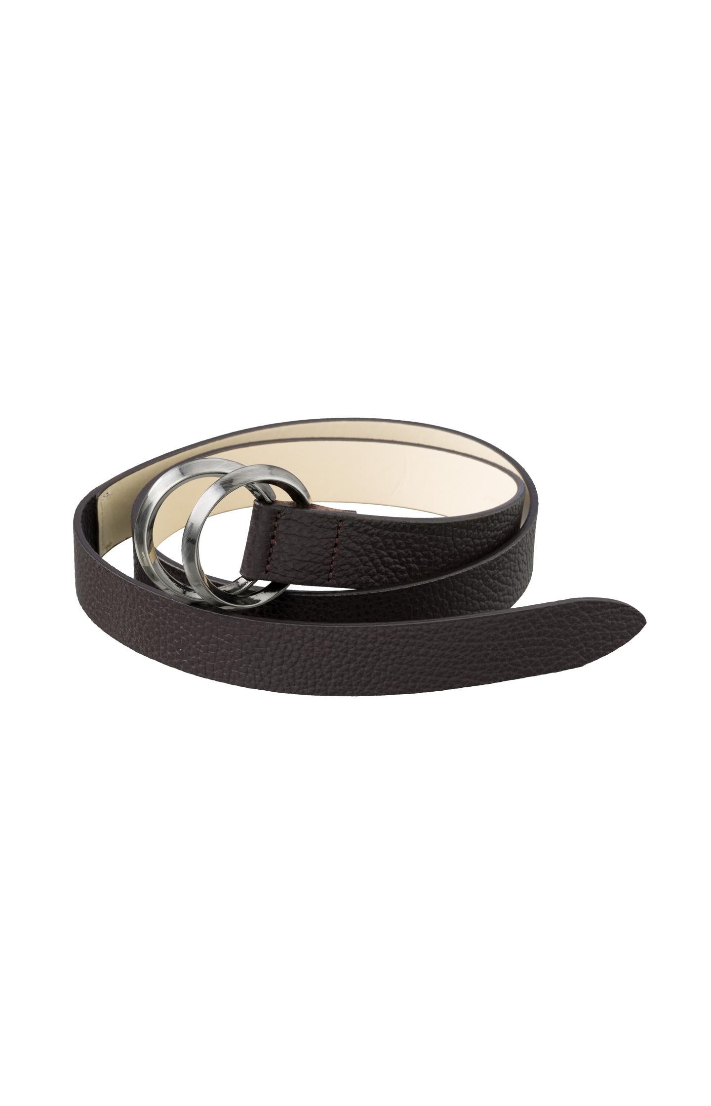 Leather belt with double clasp - Mulch Brown - Type: product