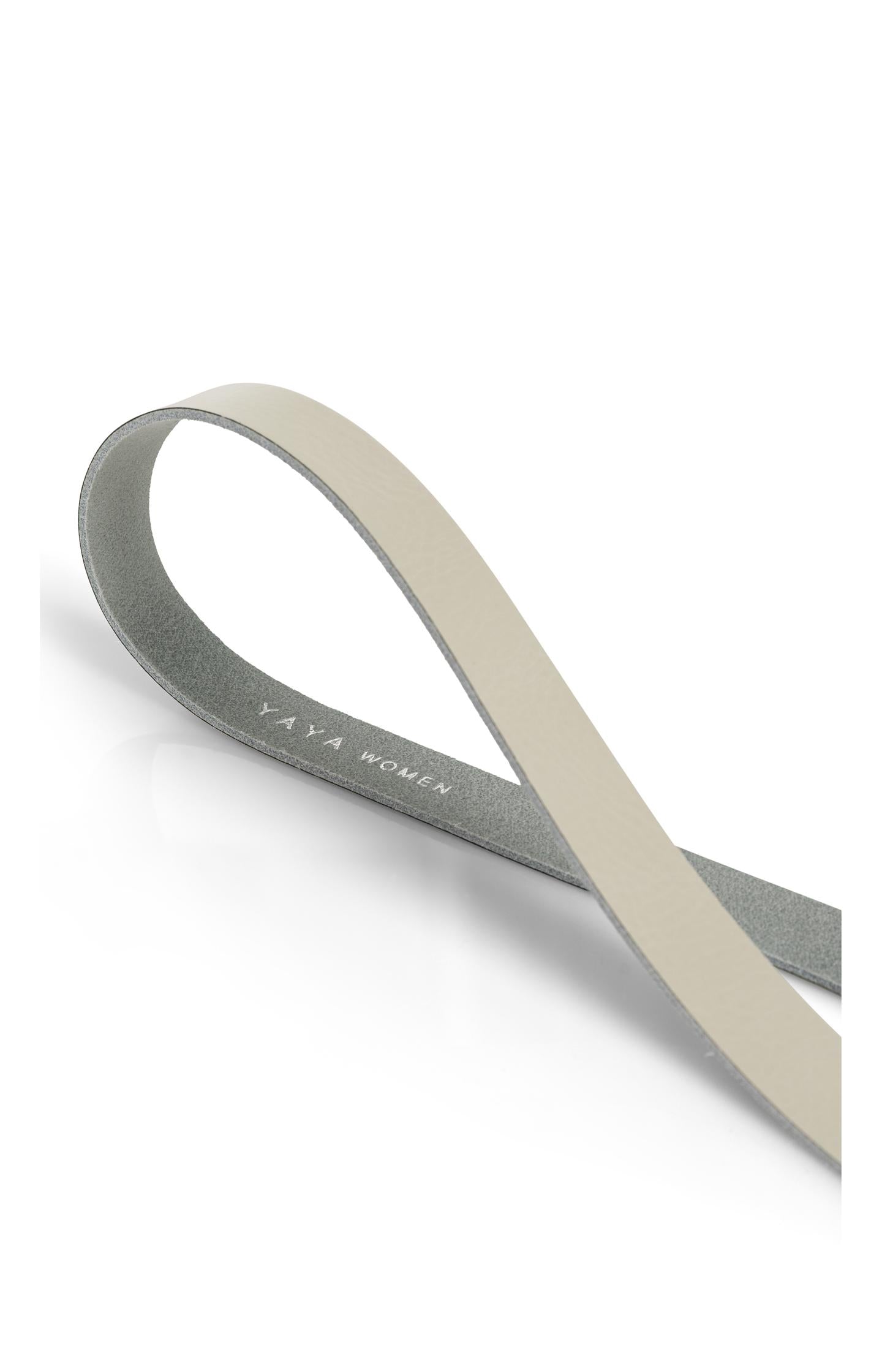 Leather belt with gold-colored moon buckle