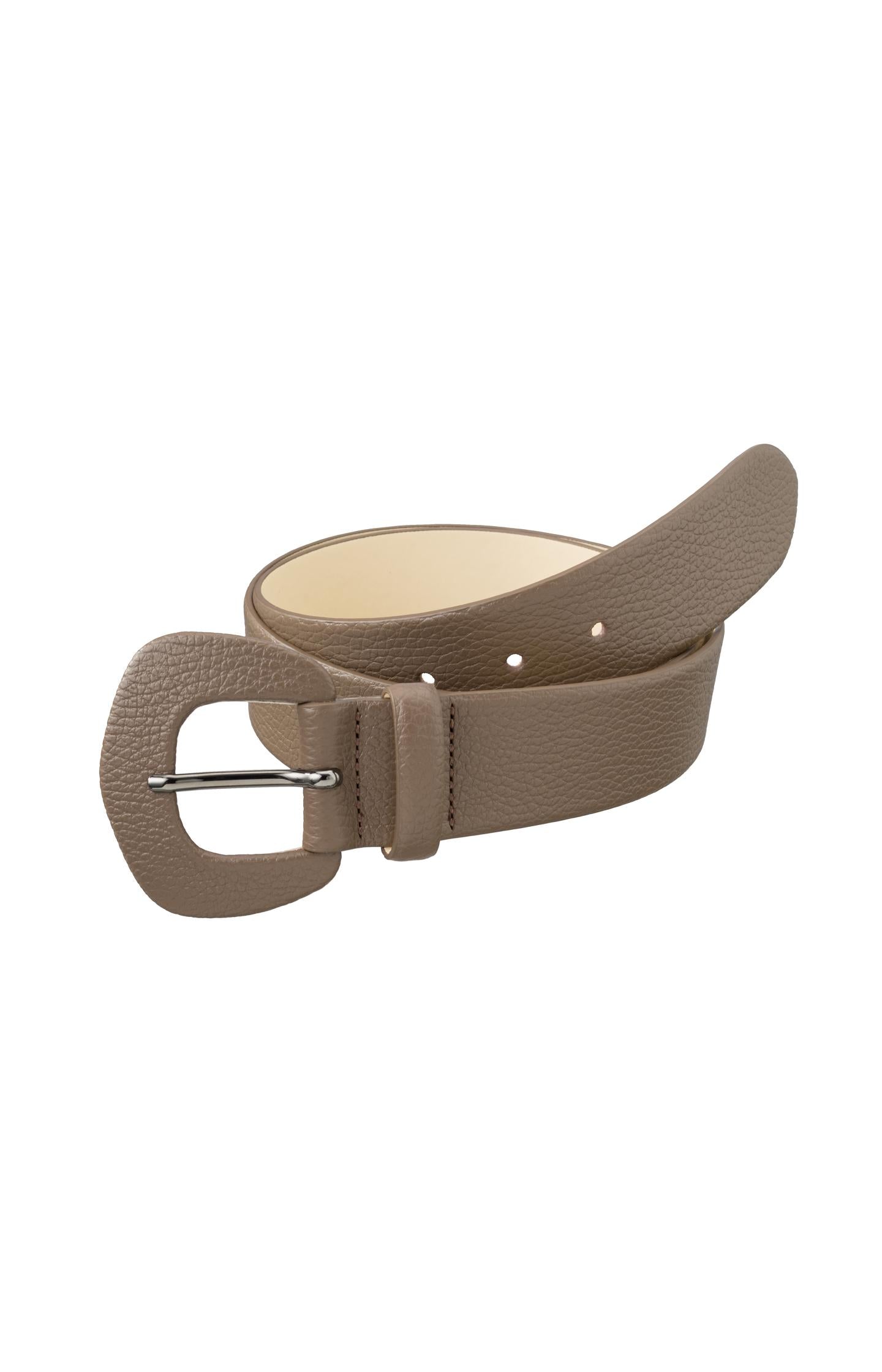 Leather belt with leather clasp - Roasted Cashew Brown - Type: product