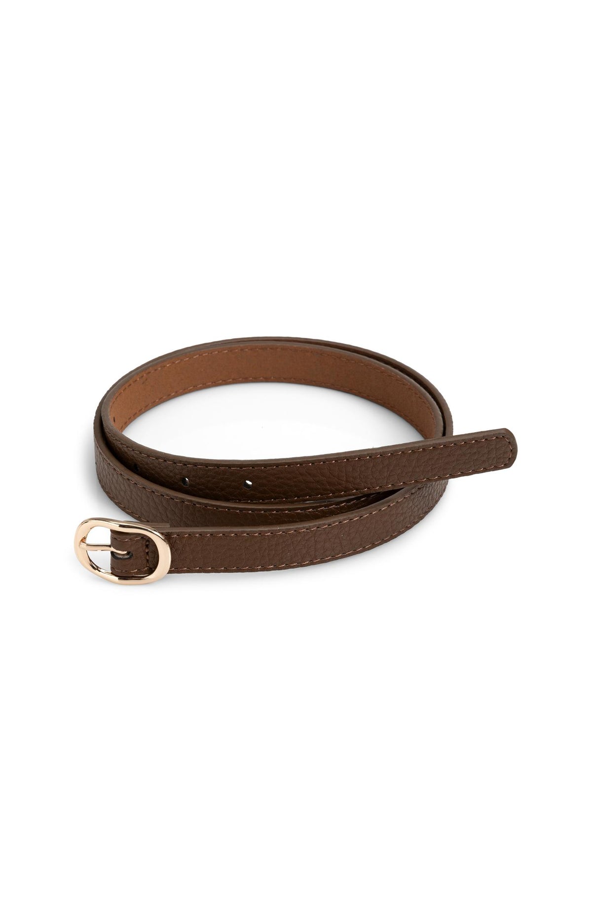 Leather belt with oval buckle - Cocoa Brown