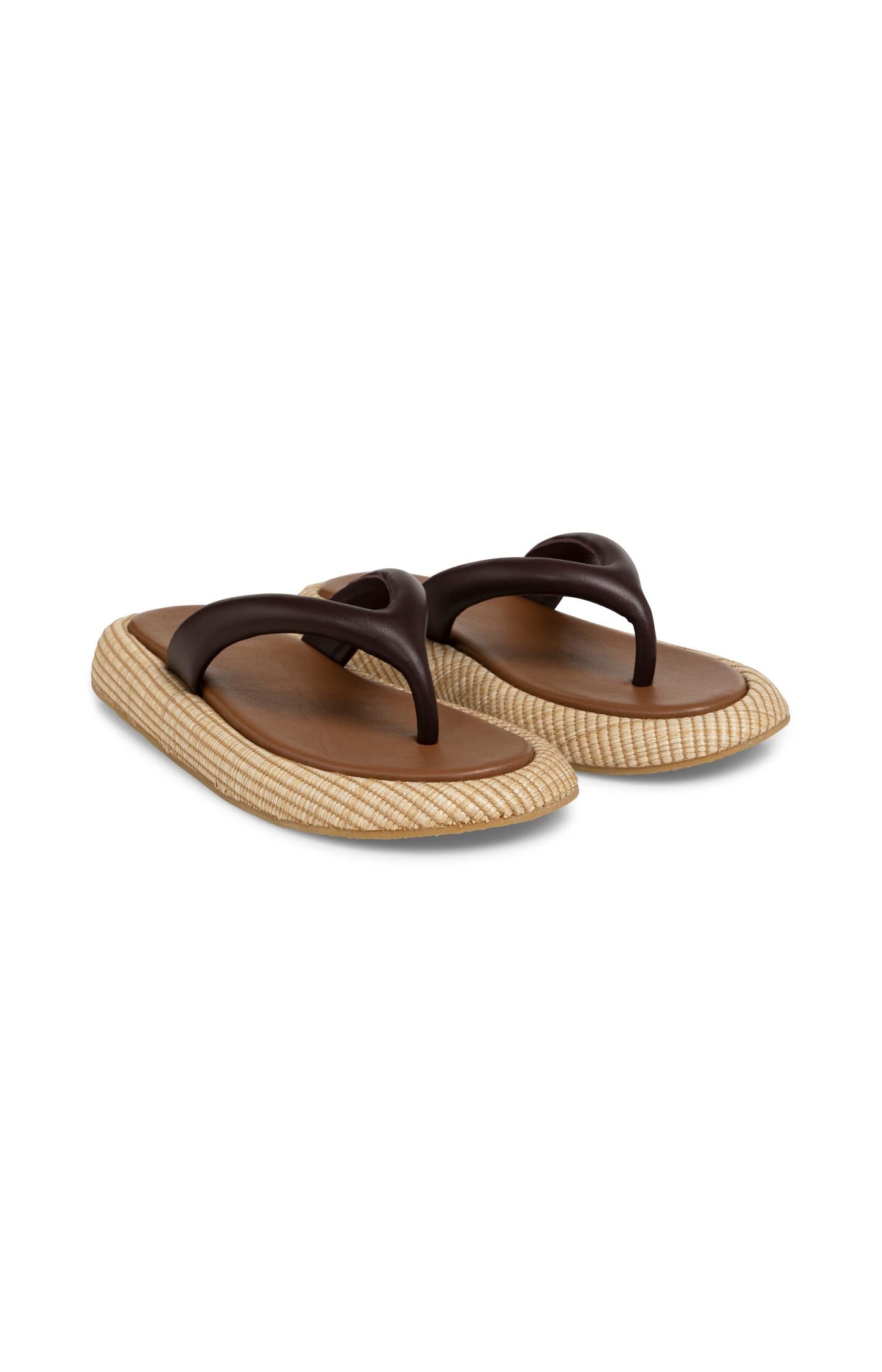 Leather flip-flops with woven sole - Type: product