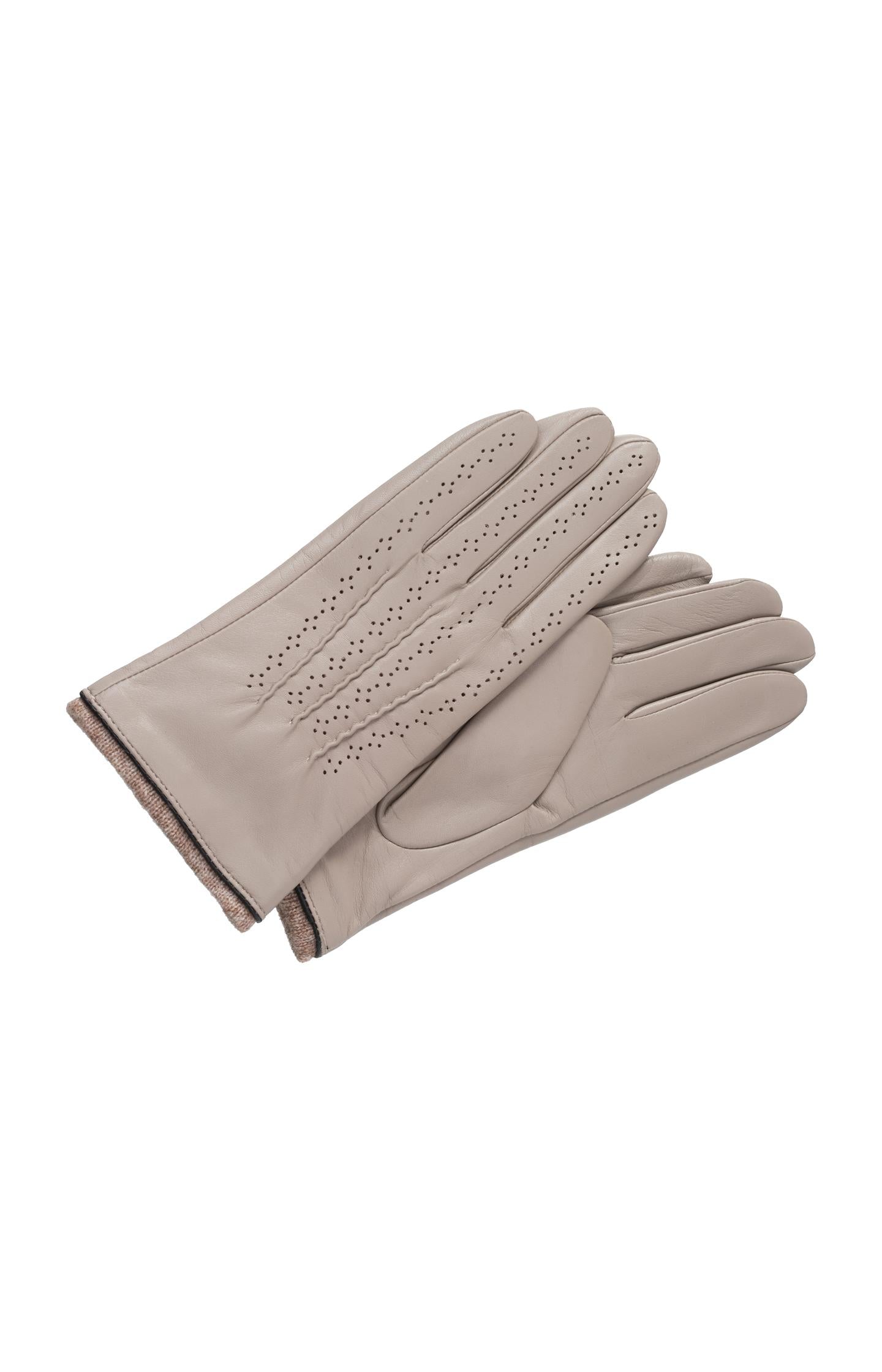 Leather gloves with elegant details - Roasted Cashew Brown