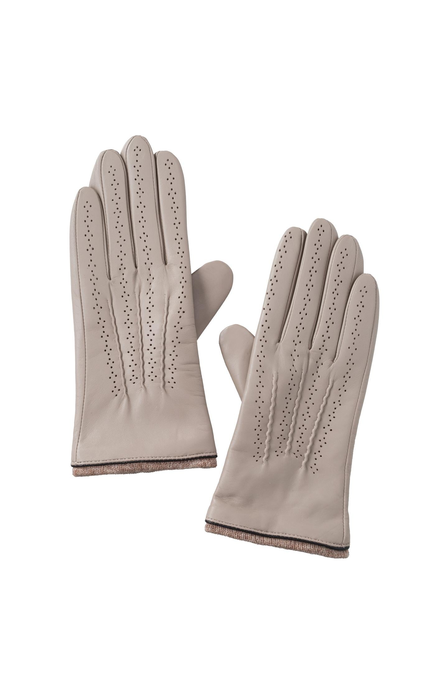 Leather gloves with elegant details - Roasted Cashew Brown