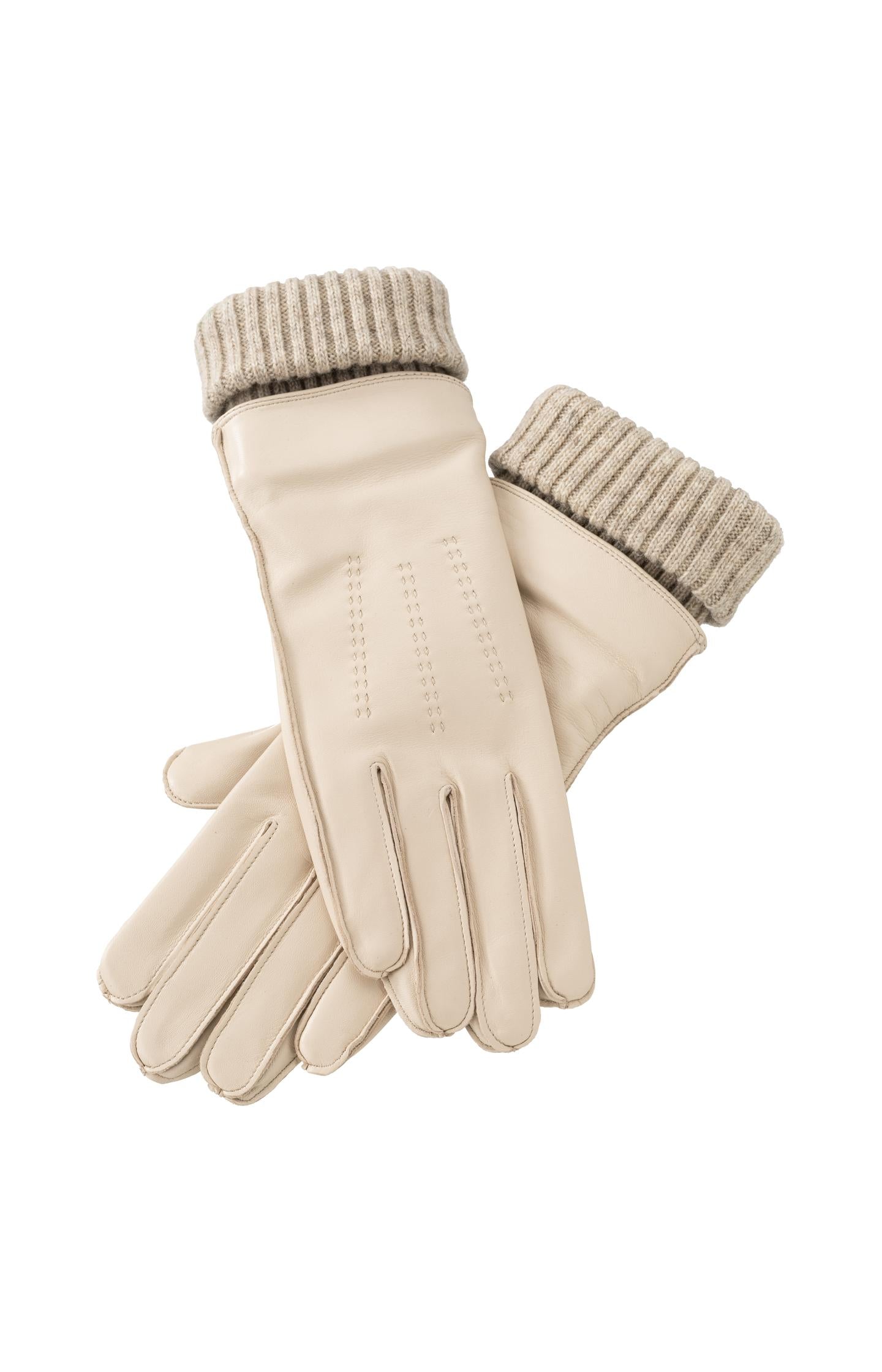 Leather gloves with knitted cuffs - Type: product