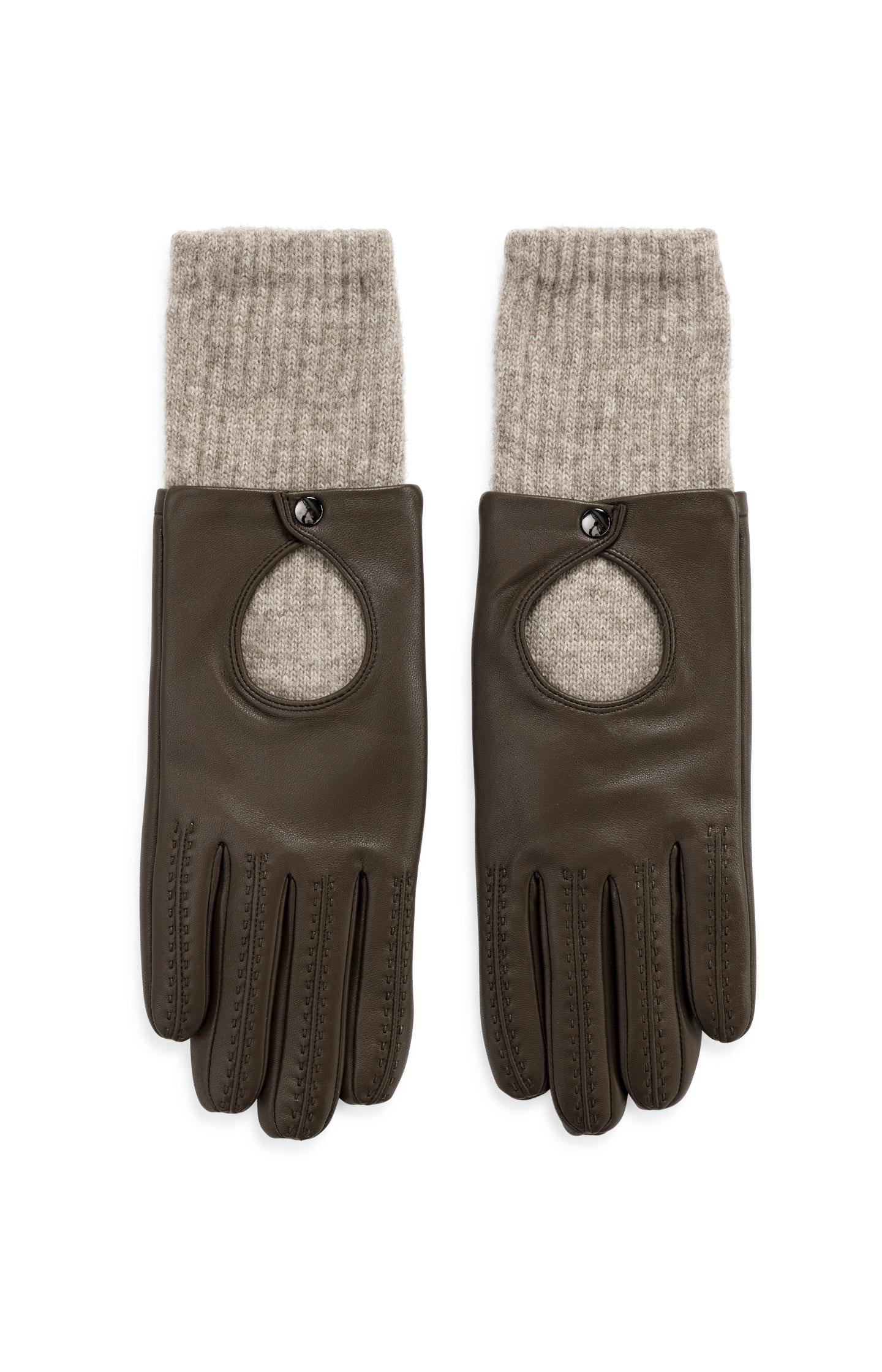Leather gloves with knitted cuffs - Type: product
