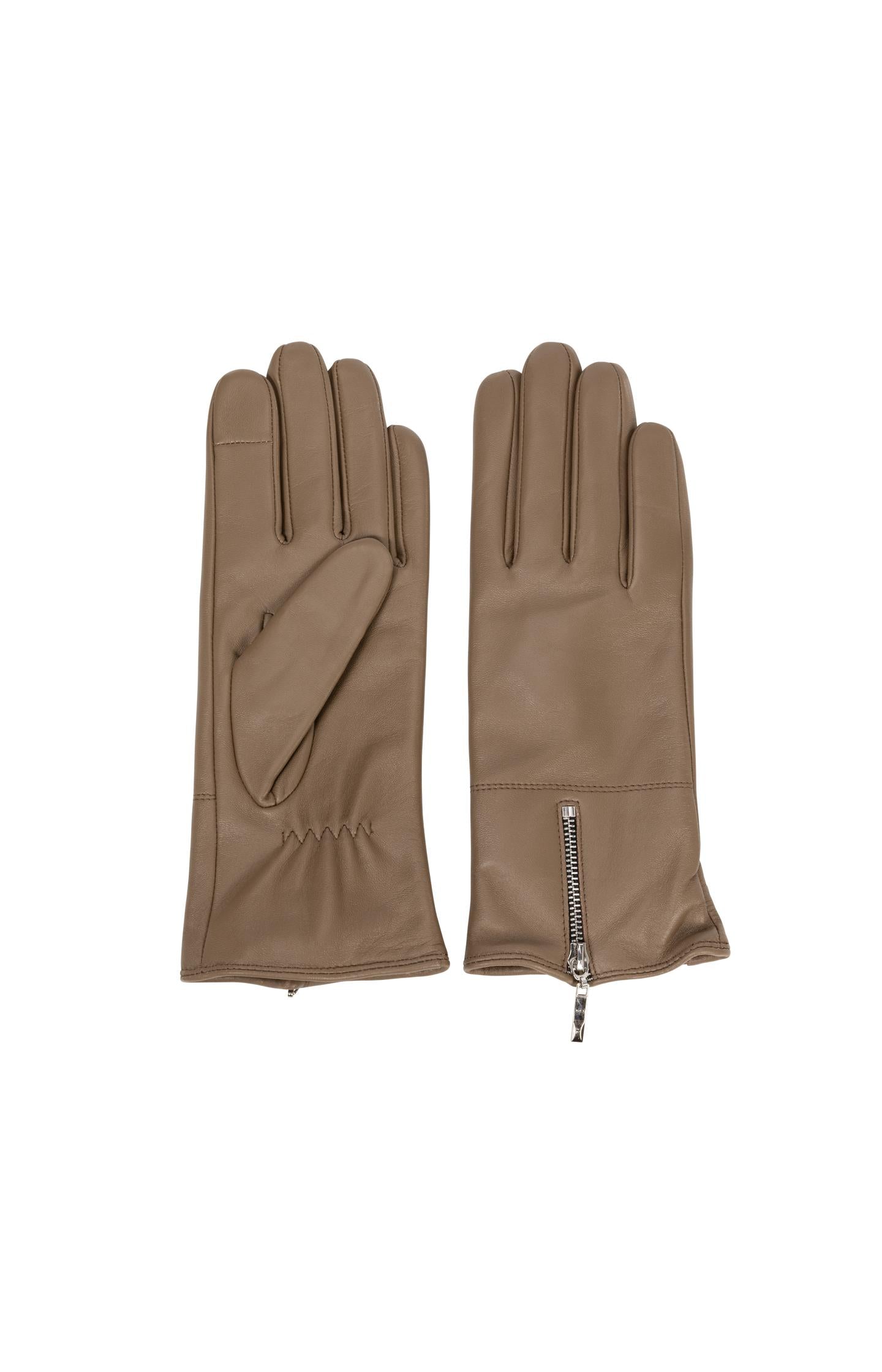 Leather gloves with zipper detail