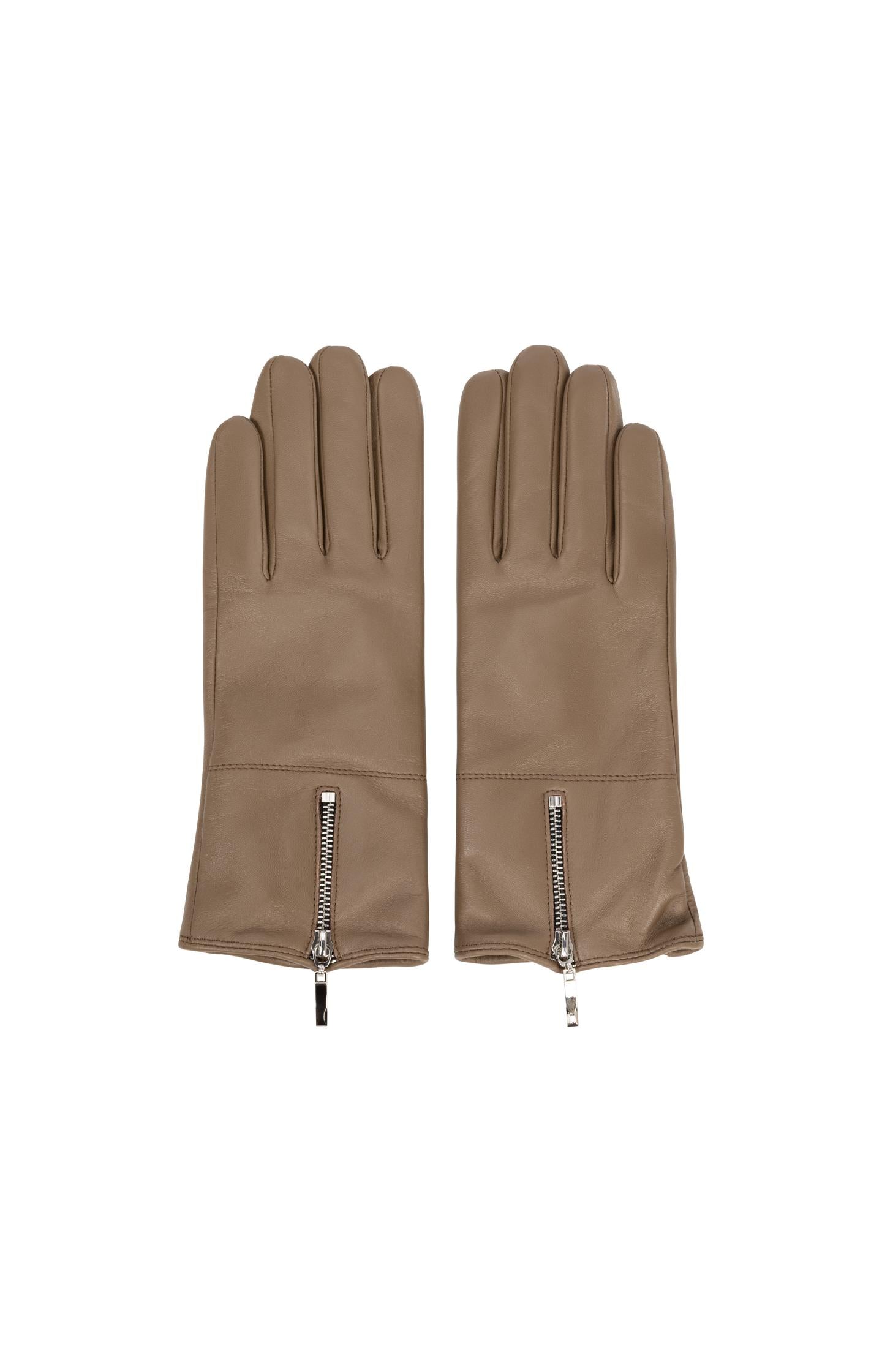 Leather gloves with zipper detail