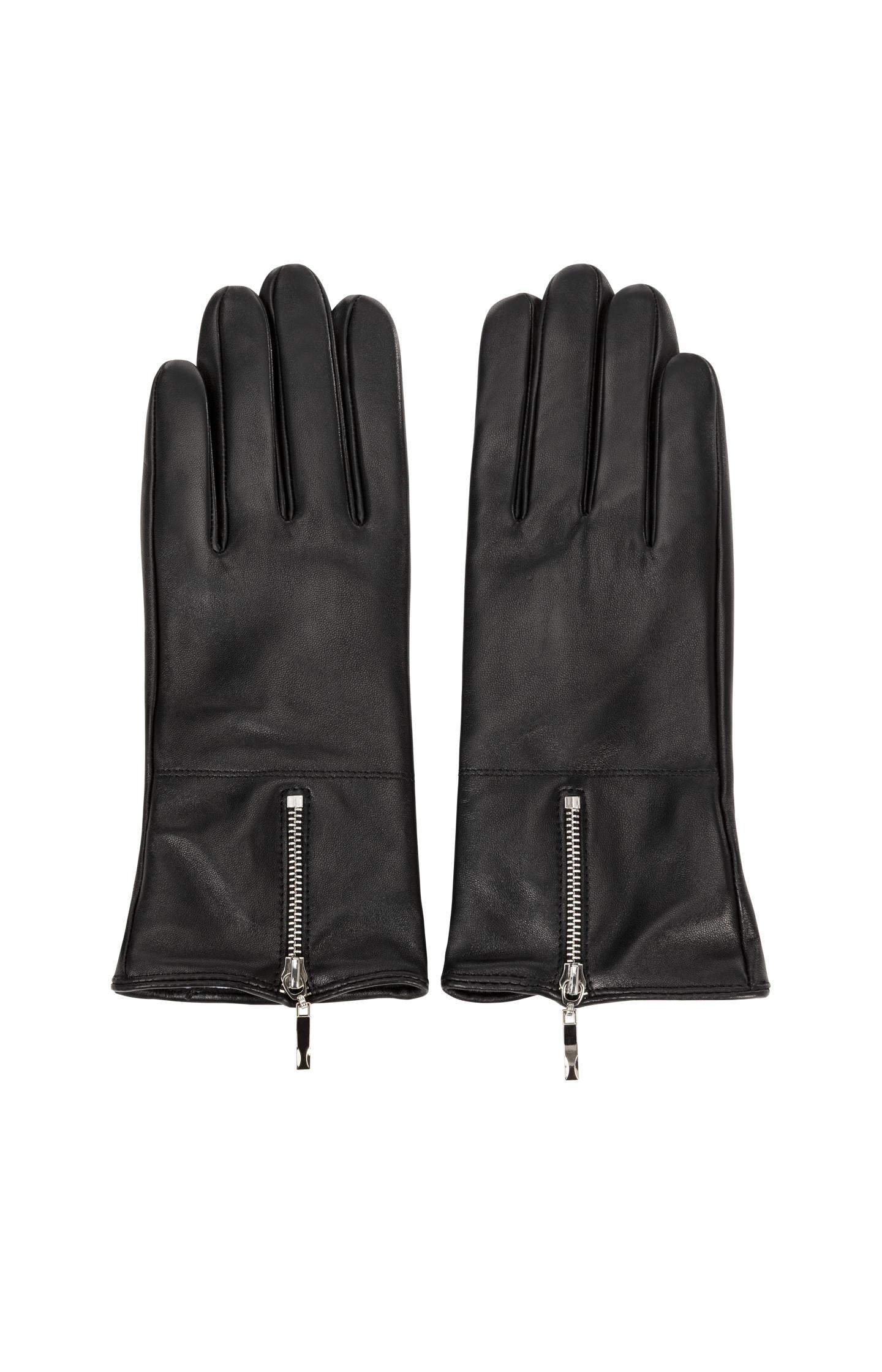 Leather gloves with zipper detail - Type: product