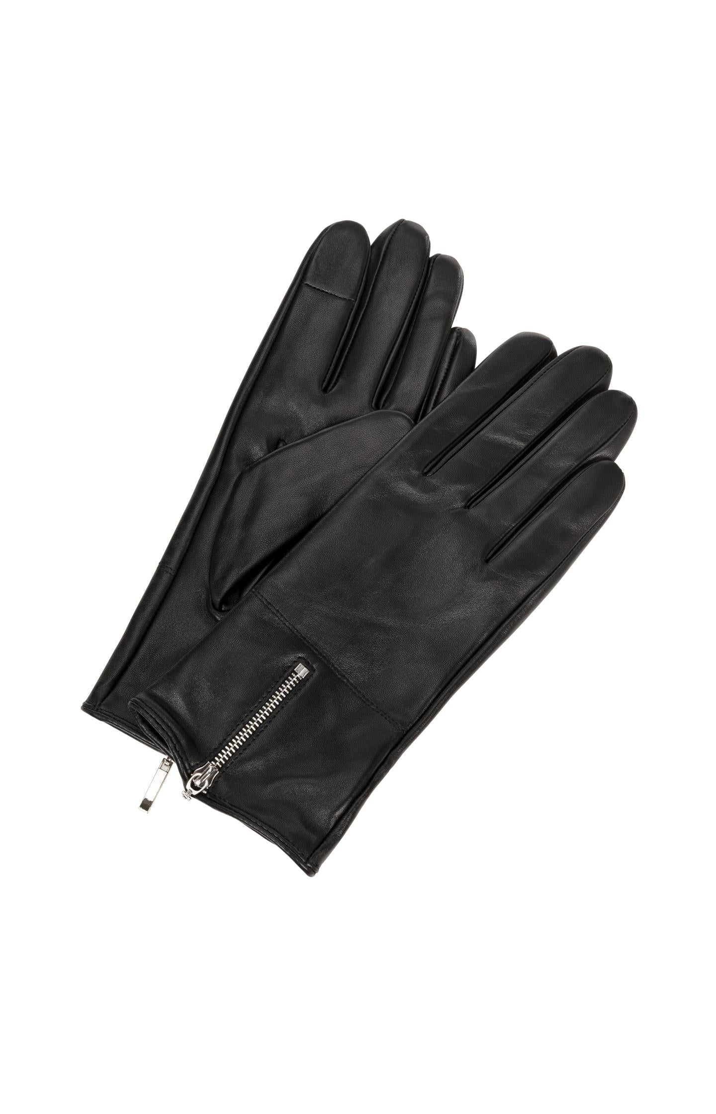Leather gloves with zipper detail - Type: product