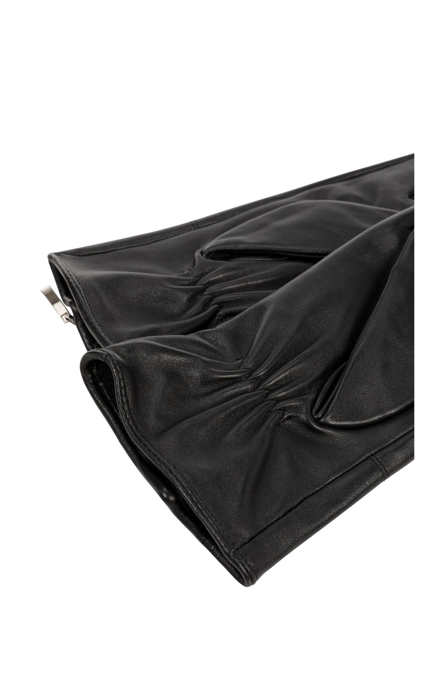 Leather gloves with zipper detail - Type: product