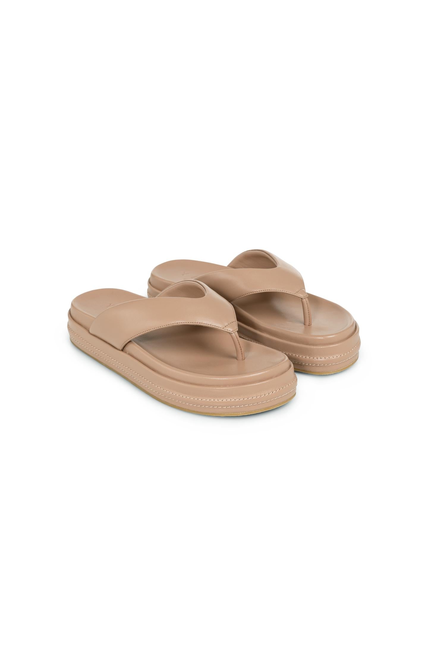 Leather sandals with platform sole