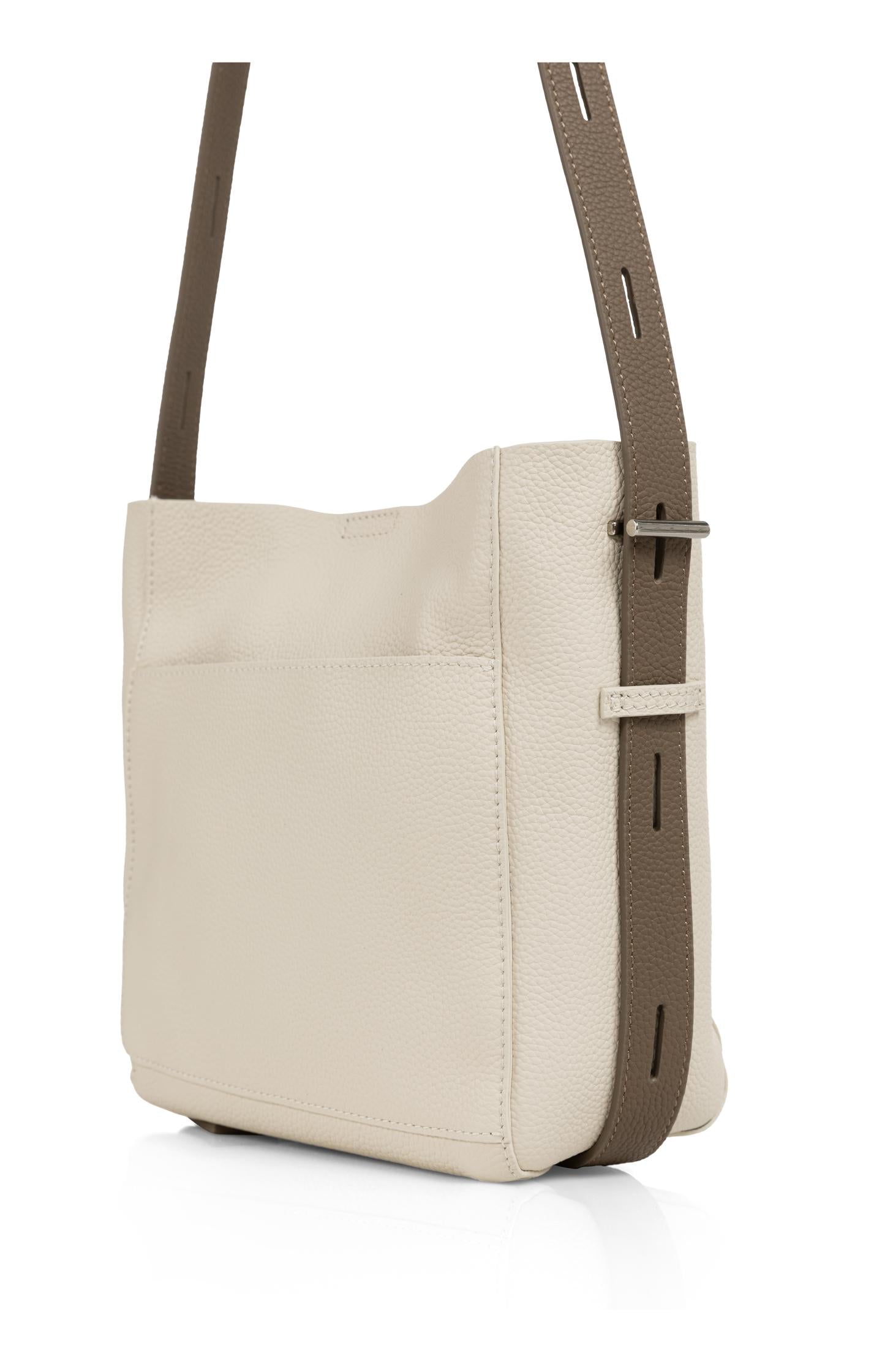 Leather shoulder bag with detachable inner pouch