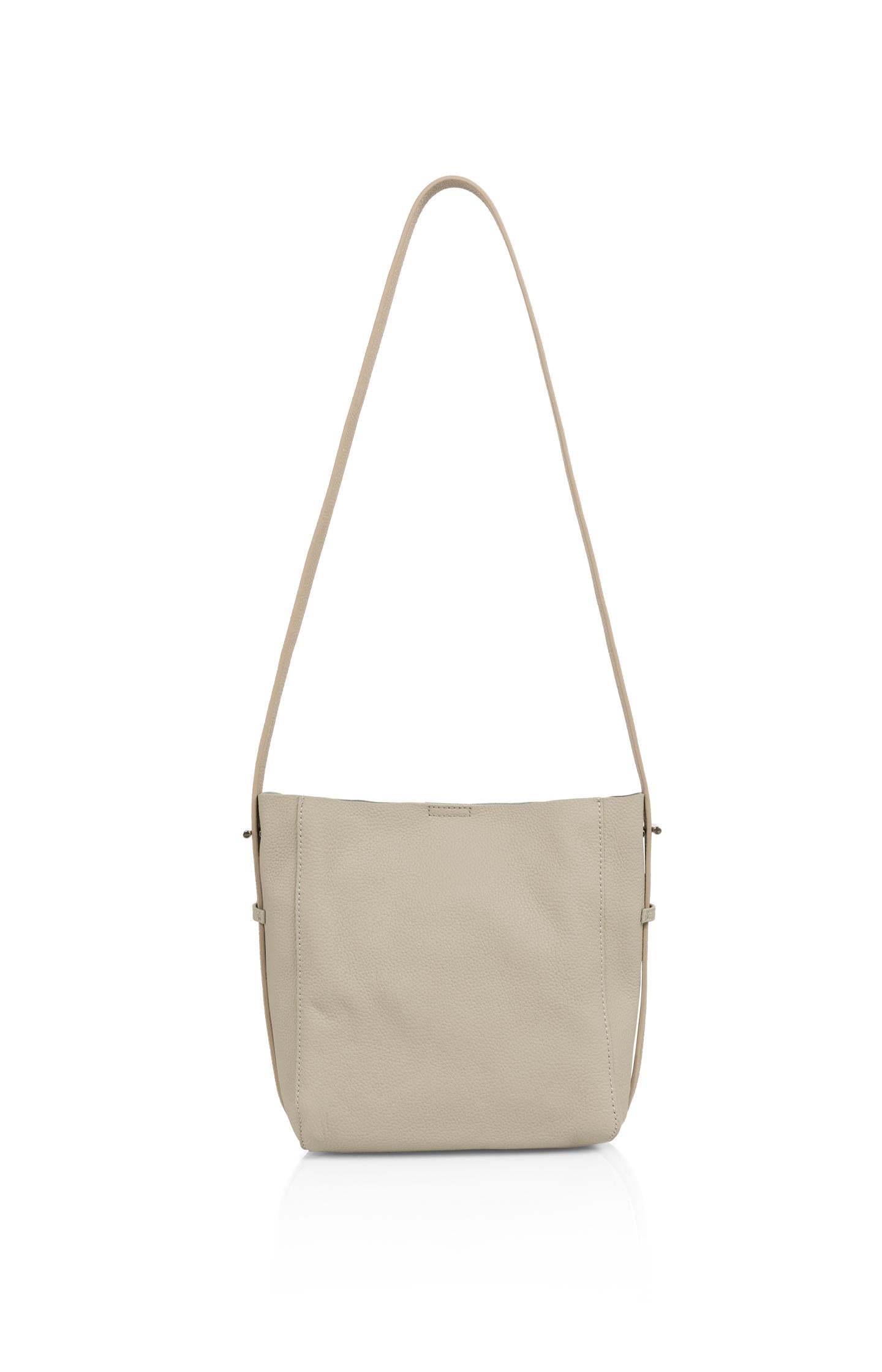Leather shoulder bag with detachable inner pouch