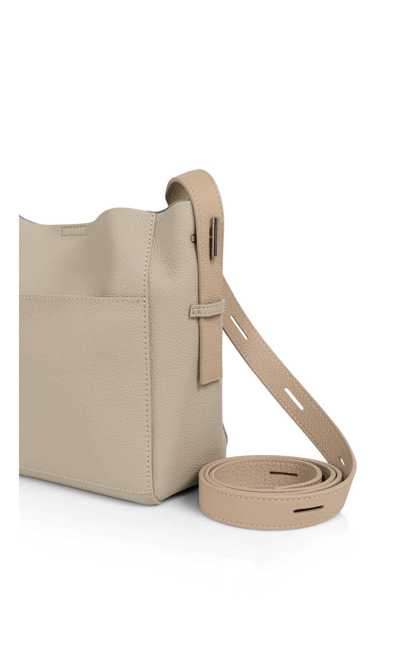 Leather shoulder bag with detachable inner pouch
