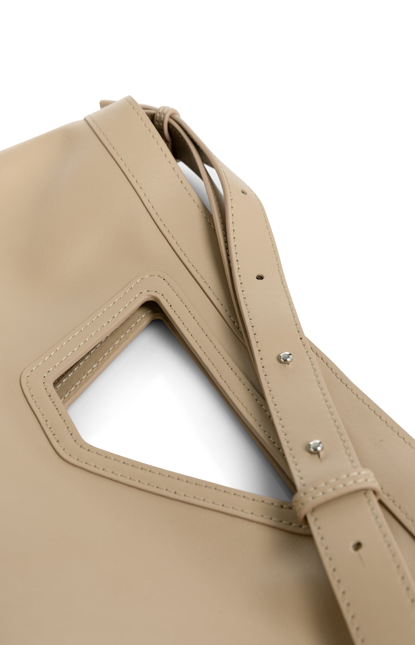 Leather shoulder bag with triangle handle