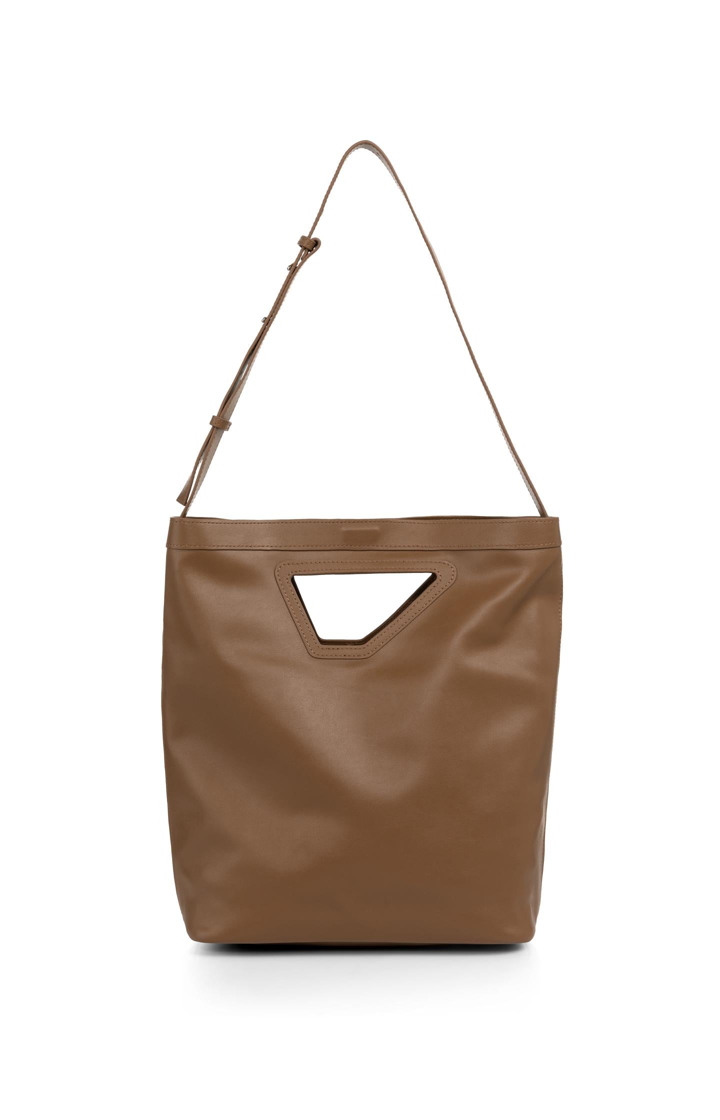 Leather shoulder bag with triangle handle - Type: product