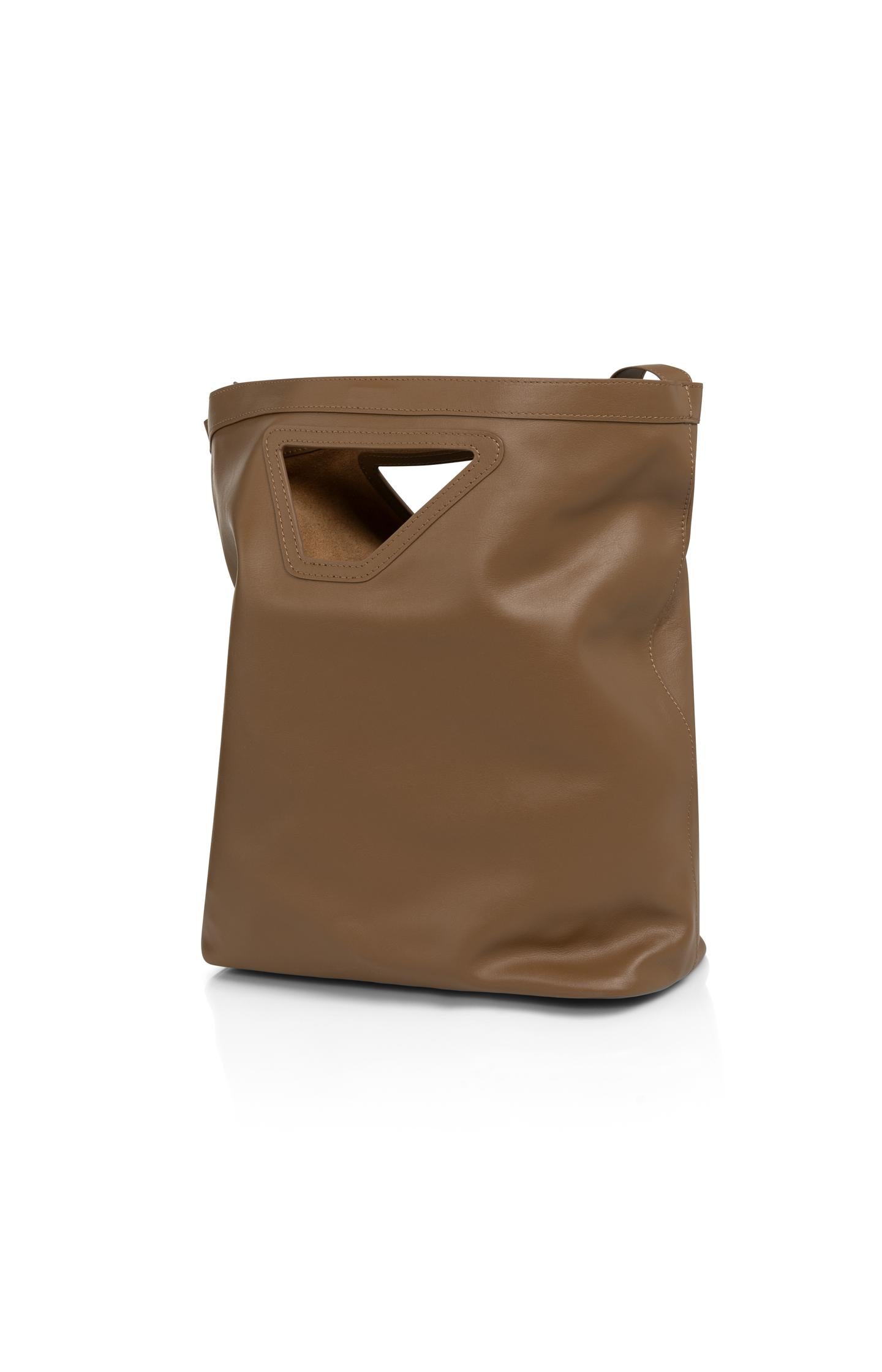 Leather shoulder bag with triangle handle - Type: product