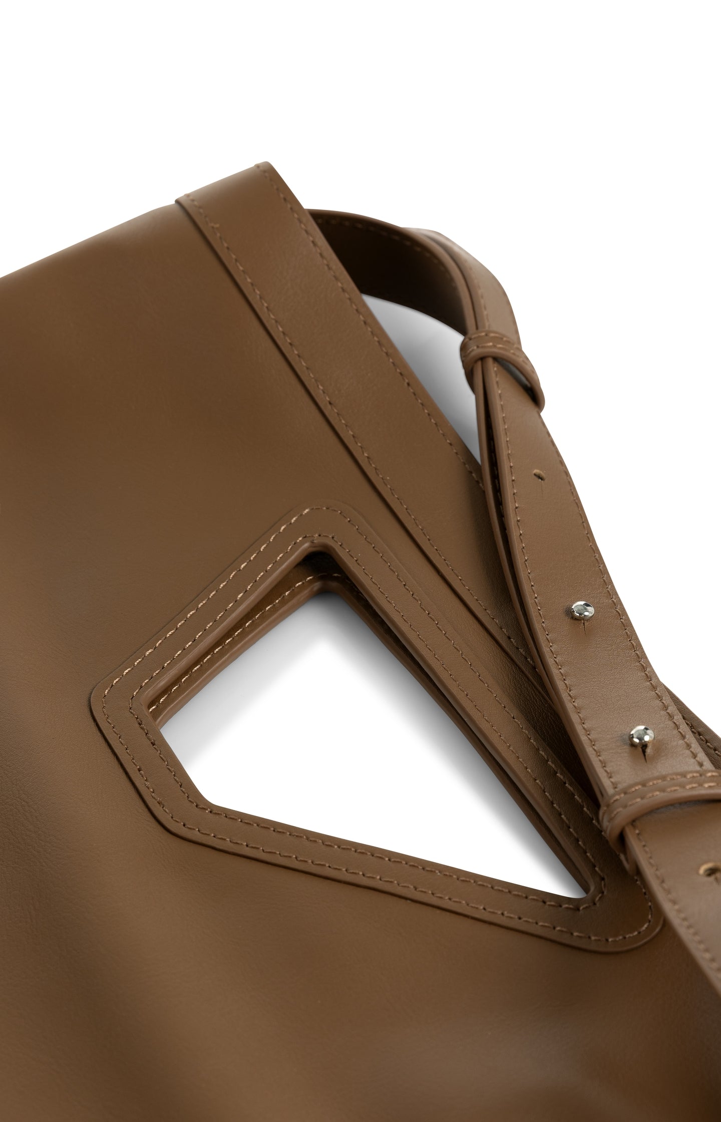 Leather shoulder bag with triangle handle - Type: product