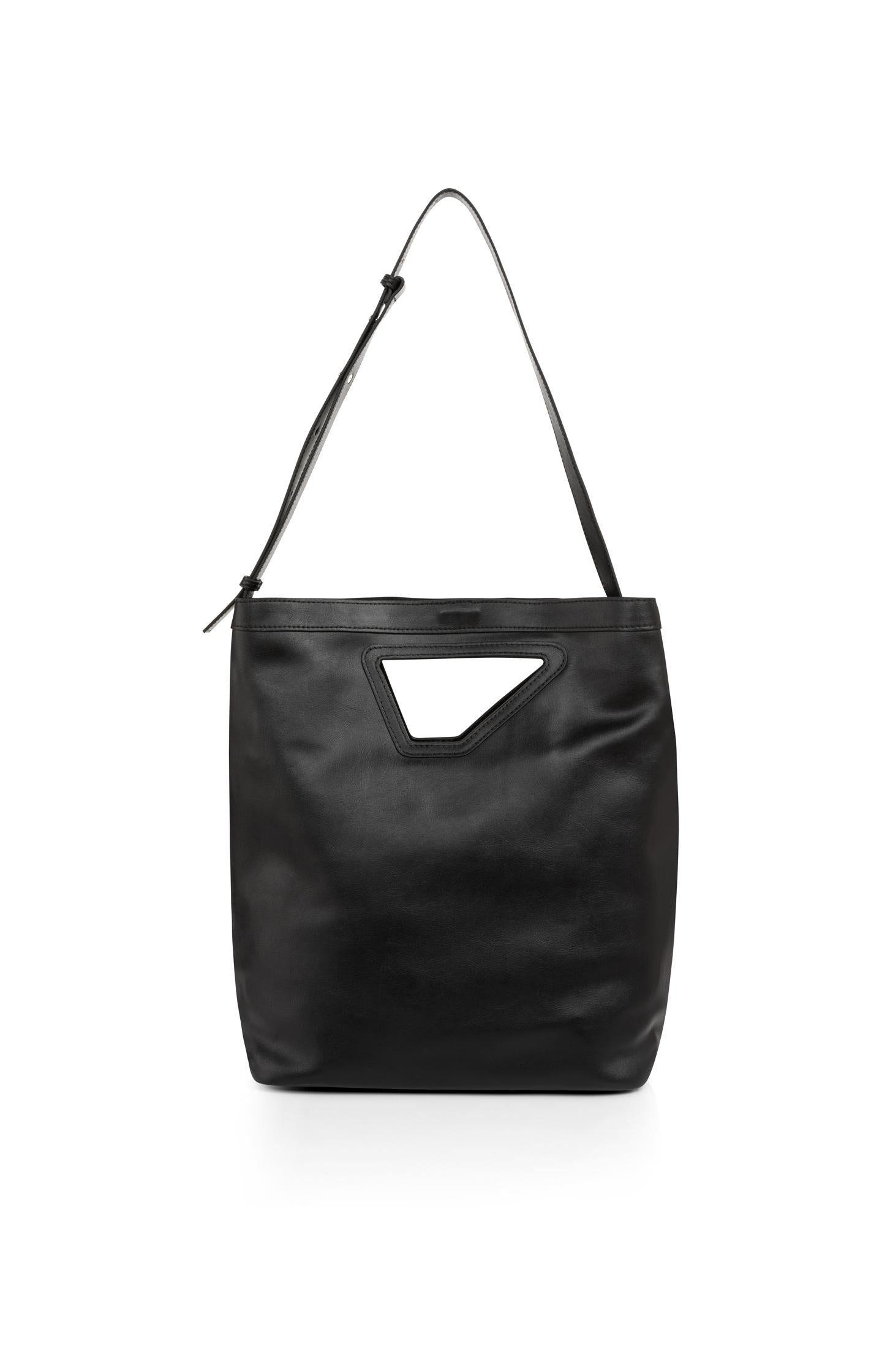 Leather shoulder bag with triangle handle - Type: product