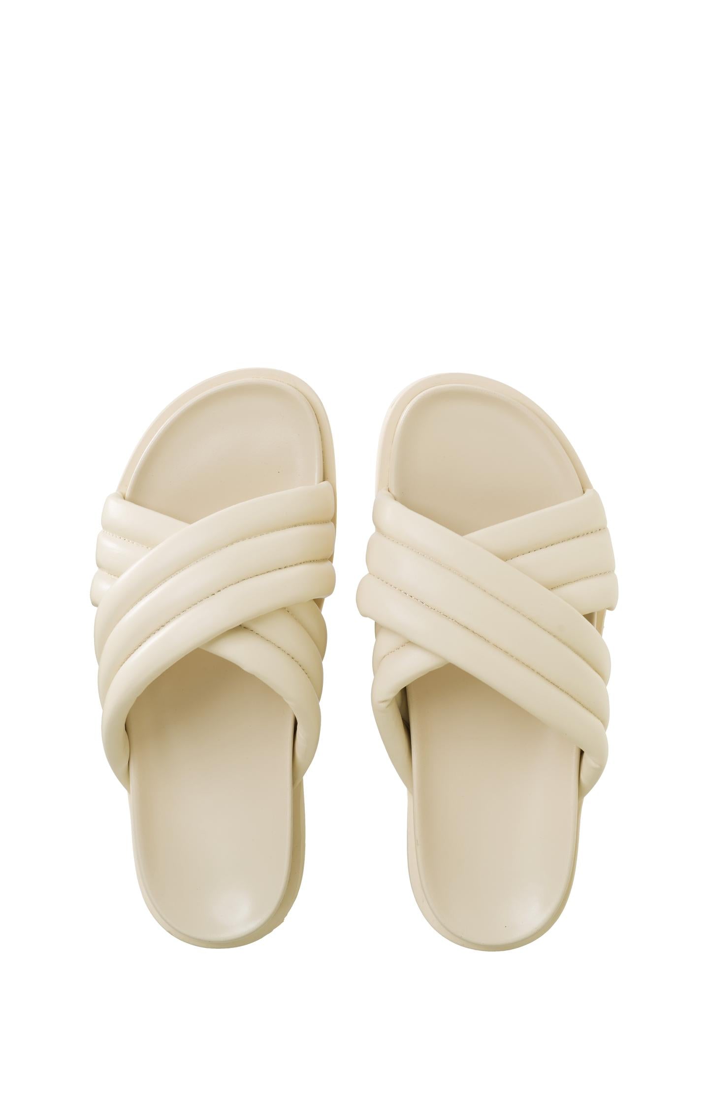 Leather slipper with crossed straps - Summer Sand