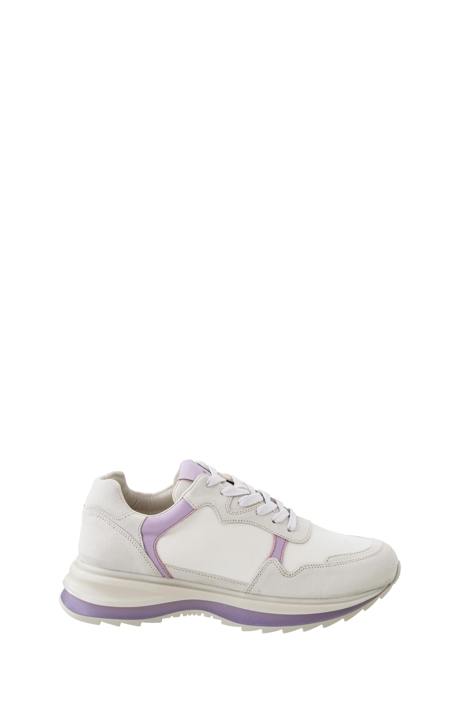 Leather sneaker with lace up style and sole details - Orchid Petal Purple