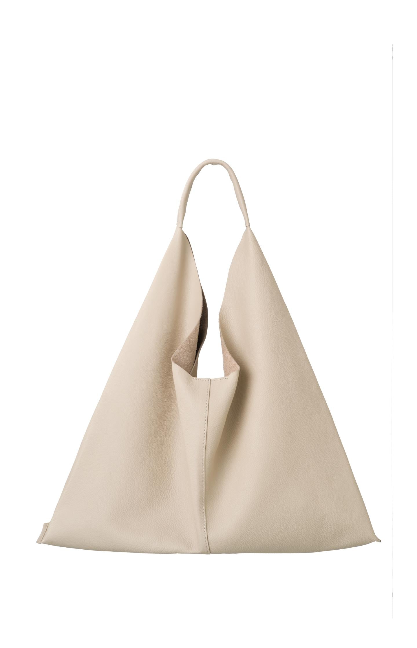 Leather tote bag with handle - Light Grey - Type: product