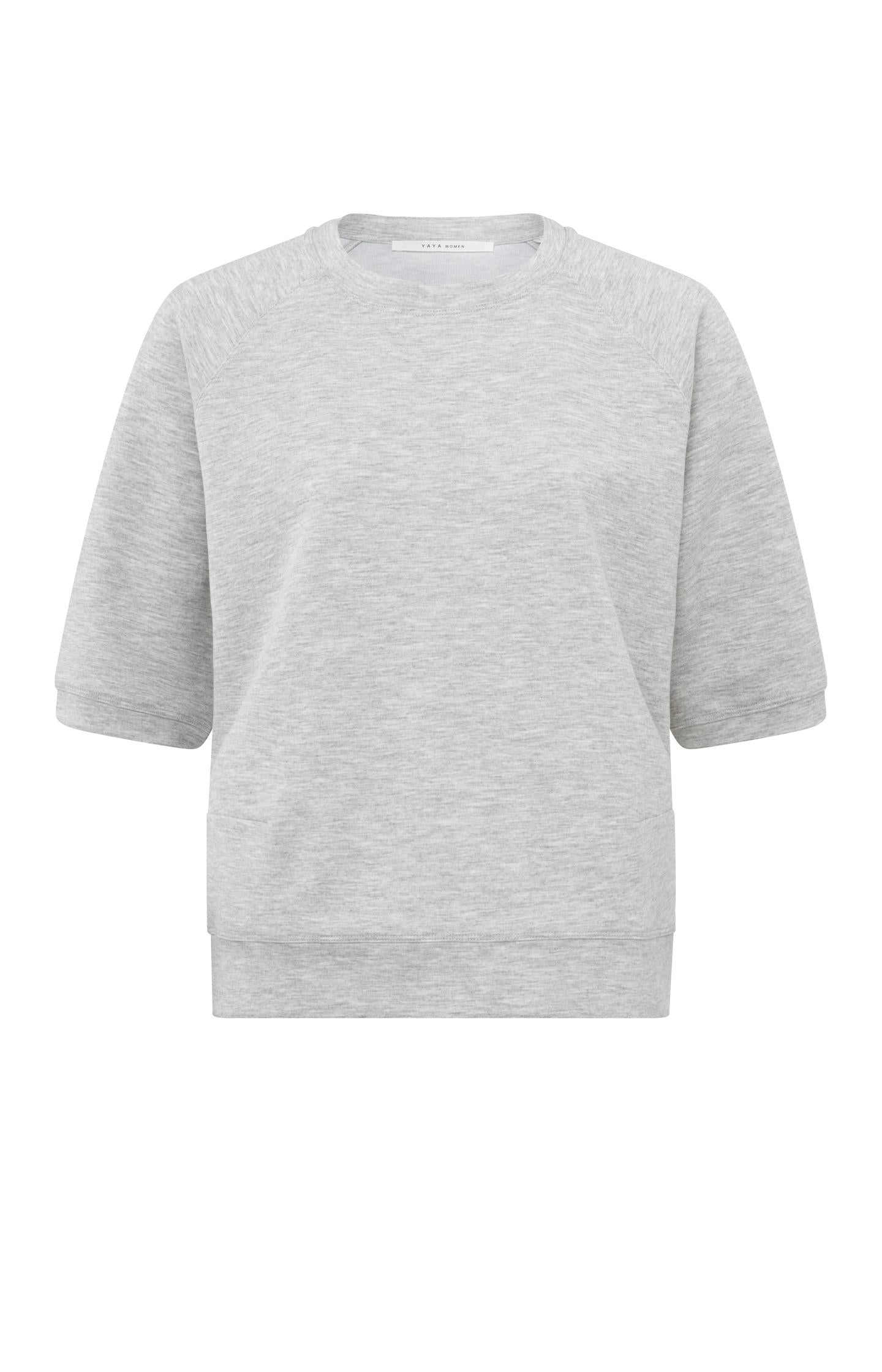 Light gray sweatshirt with short sleeves and round neck - Type: product