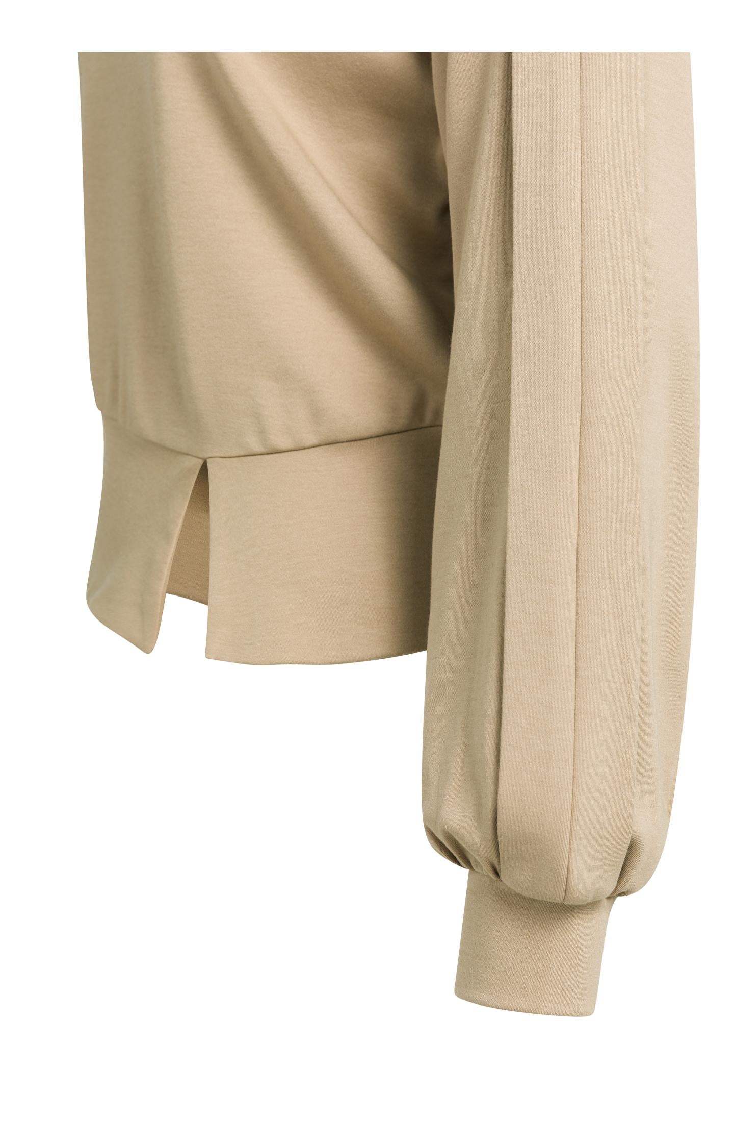 Lightweight sweater with waistband and folded detail