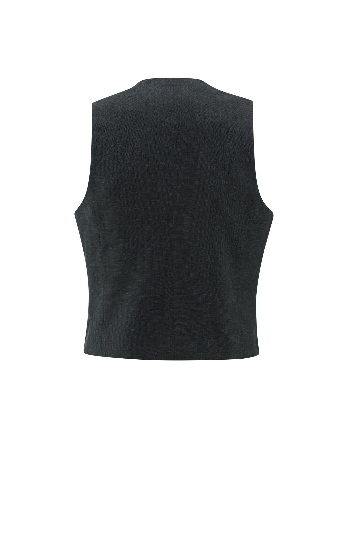 Linen blend gilet with button closure