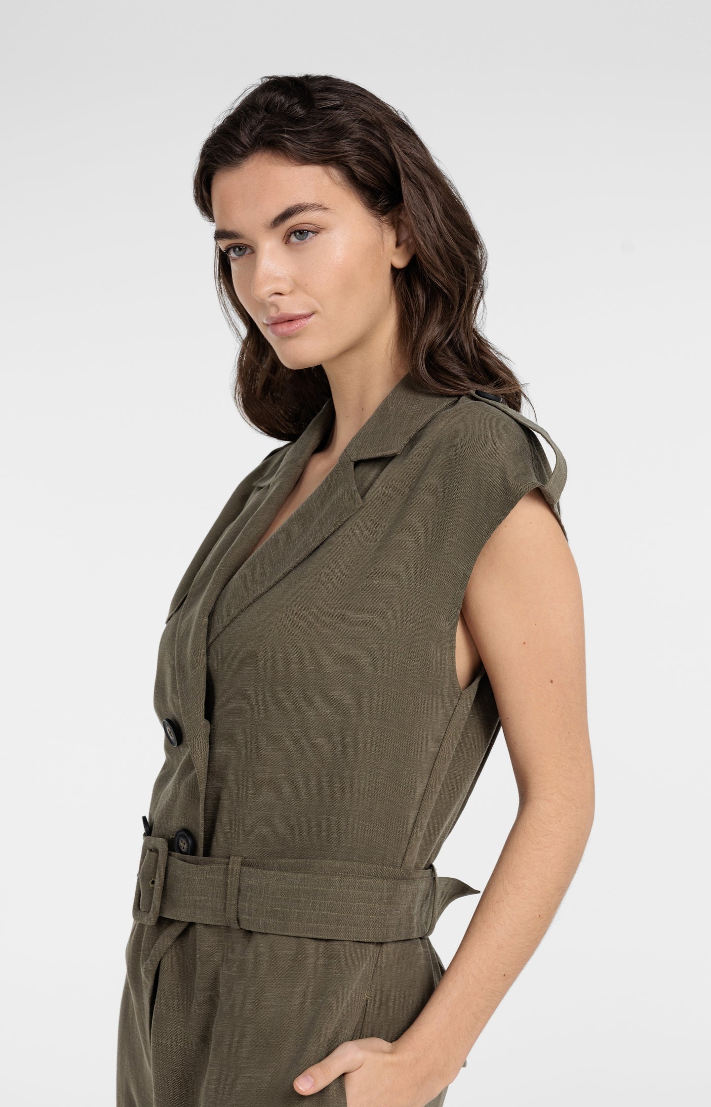 Linen blend jumpsuit with belted waist - Type: lookbook