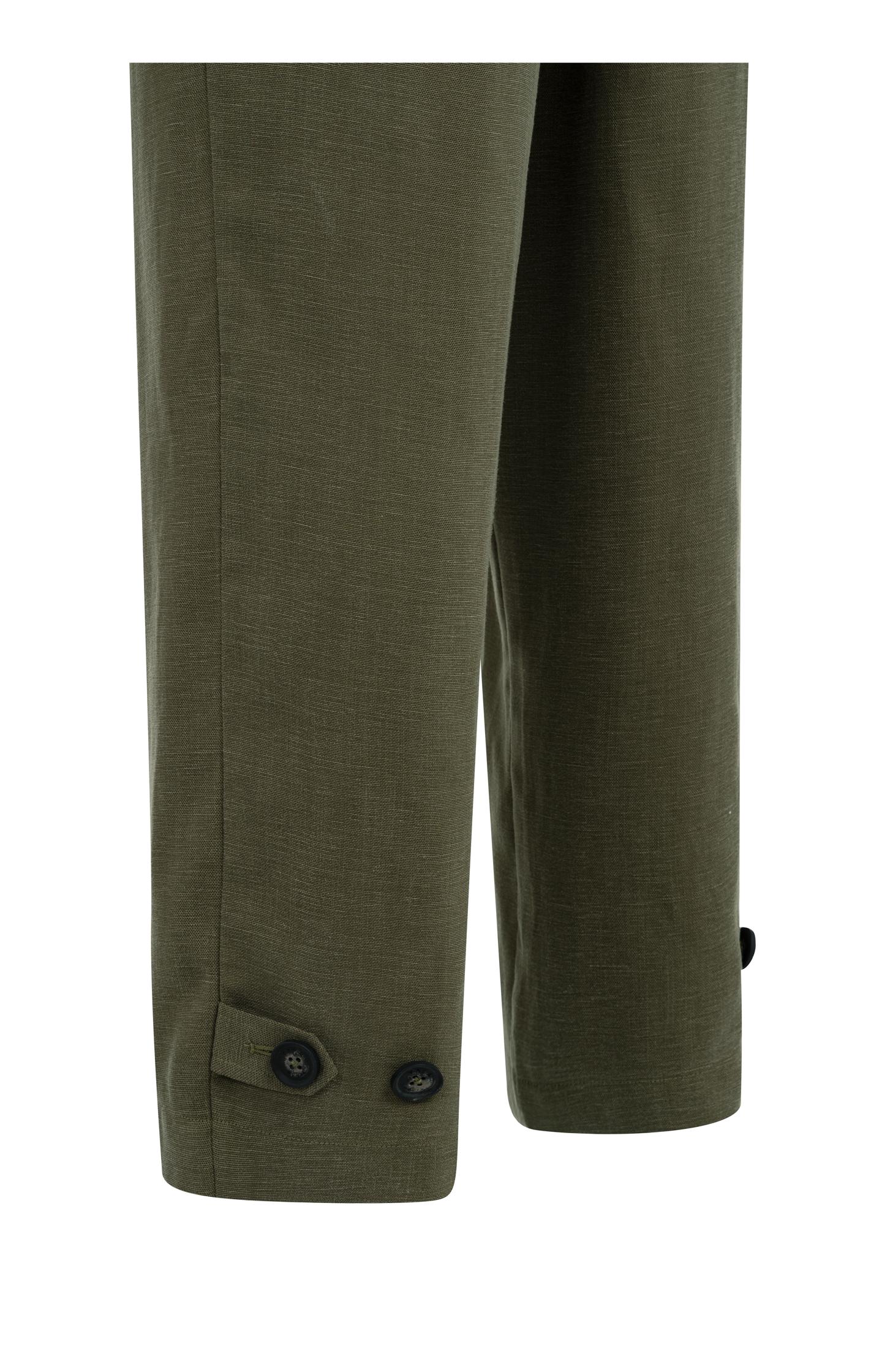 Linen blend jumpsuit with belted waist