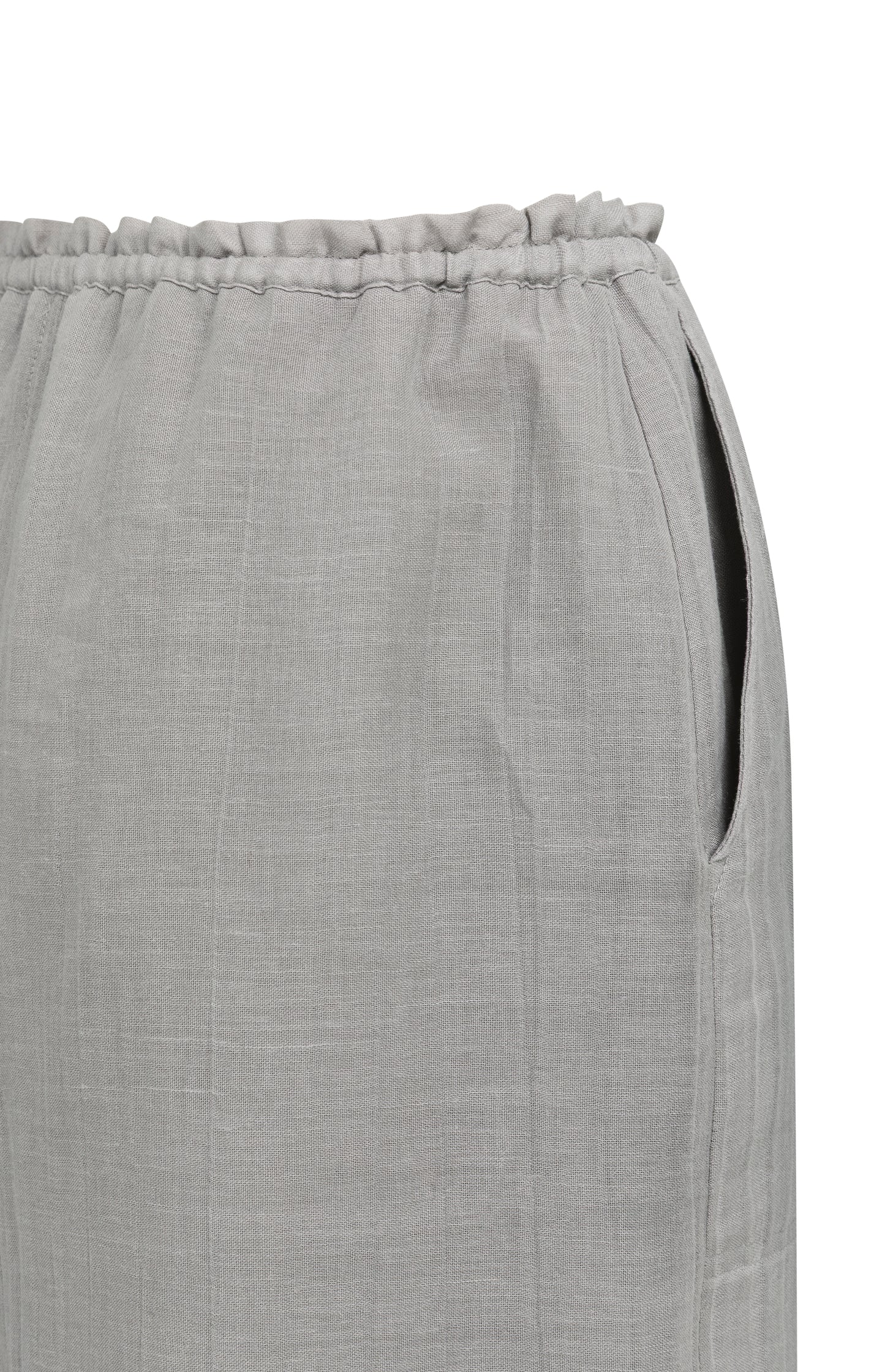 Linen-blend midi skirt with elastic waist - Type: video