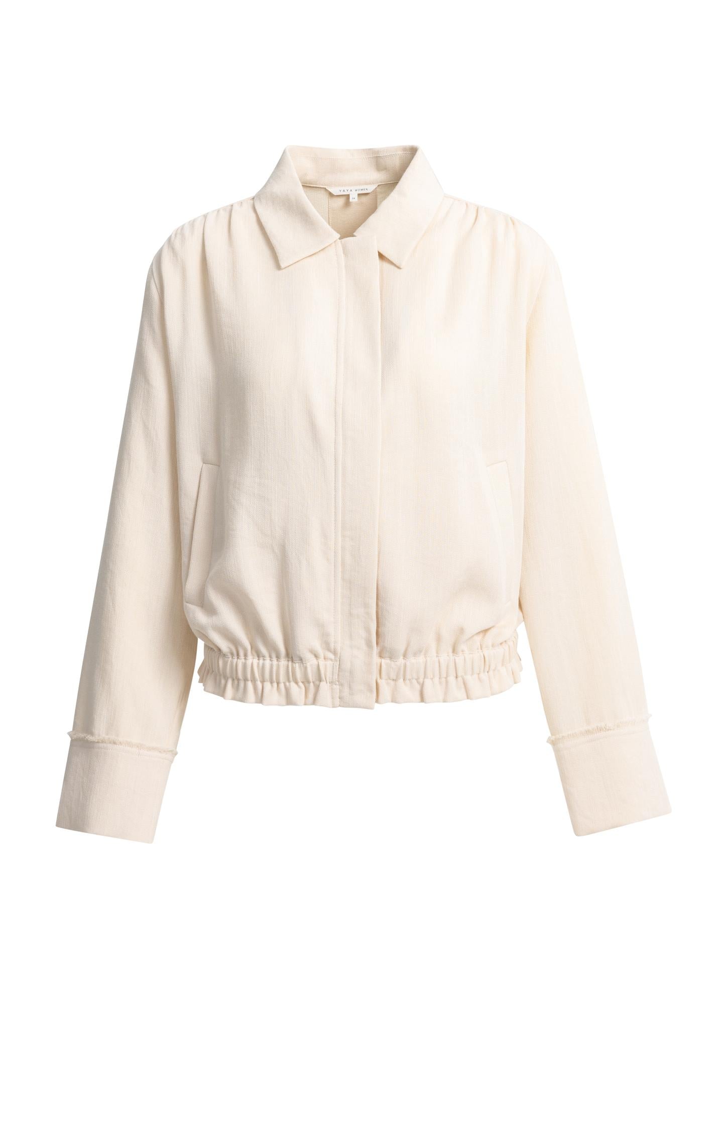 Linen blouse jacket with collar and elasticated hem - Type: product