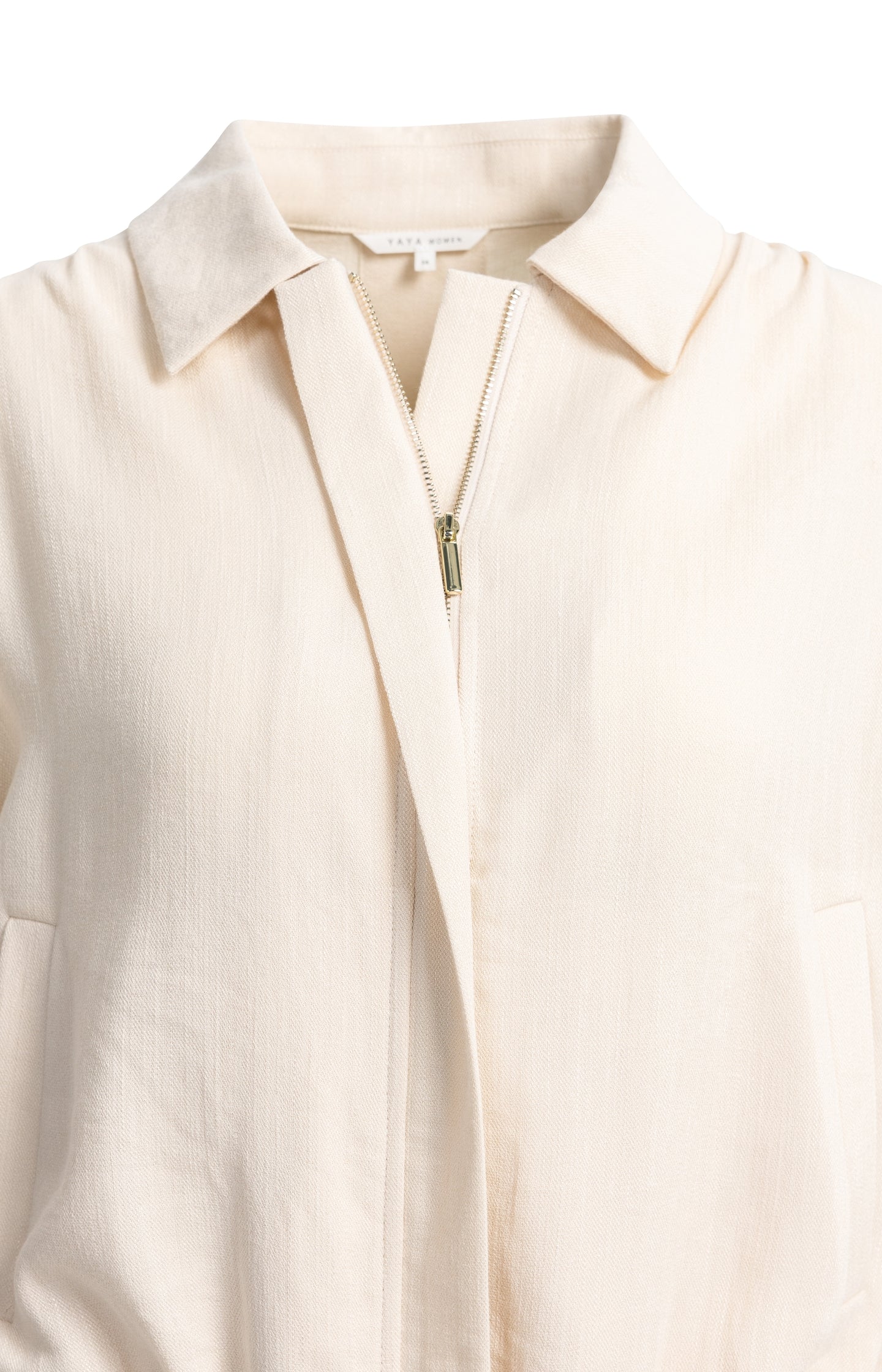 Linen blouse jacket with collar and elasticated hem