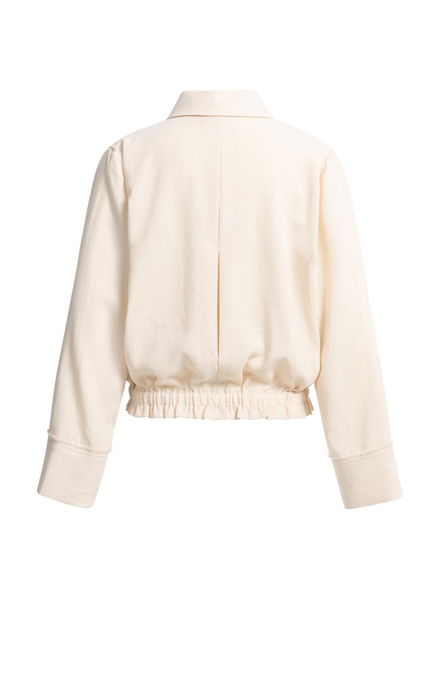 Linen blouse jacket with collar and elasticated hem