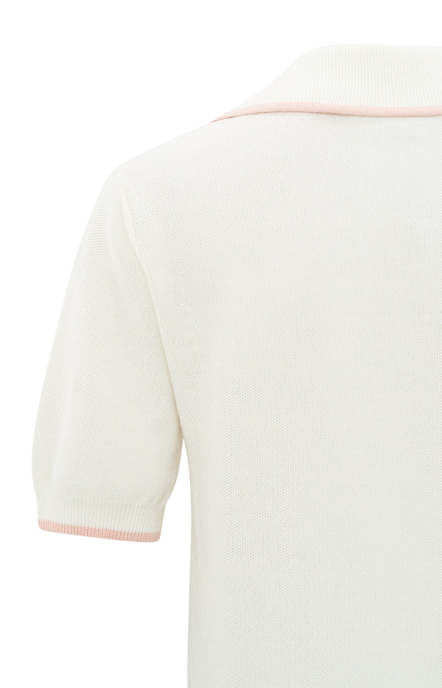 Linen polo with V-neck, short sleeves and color accent