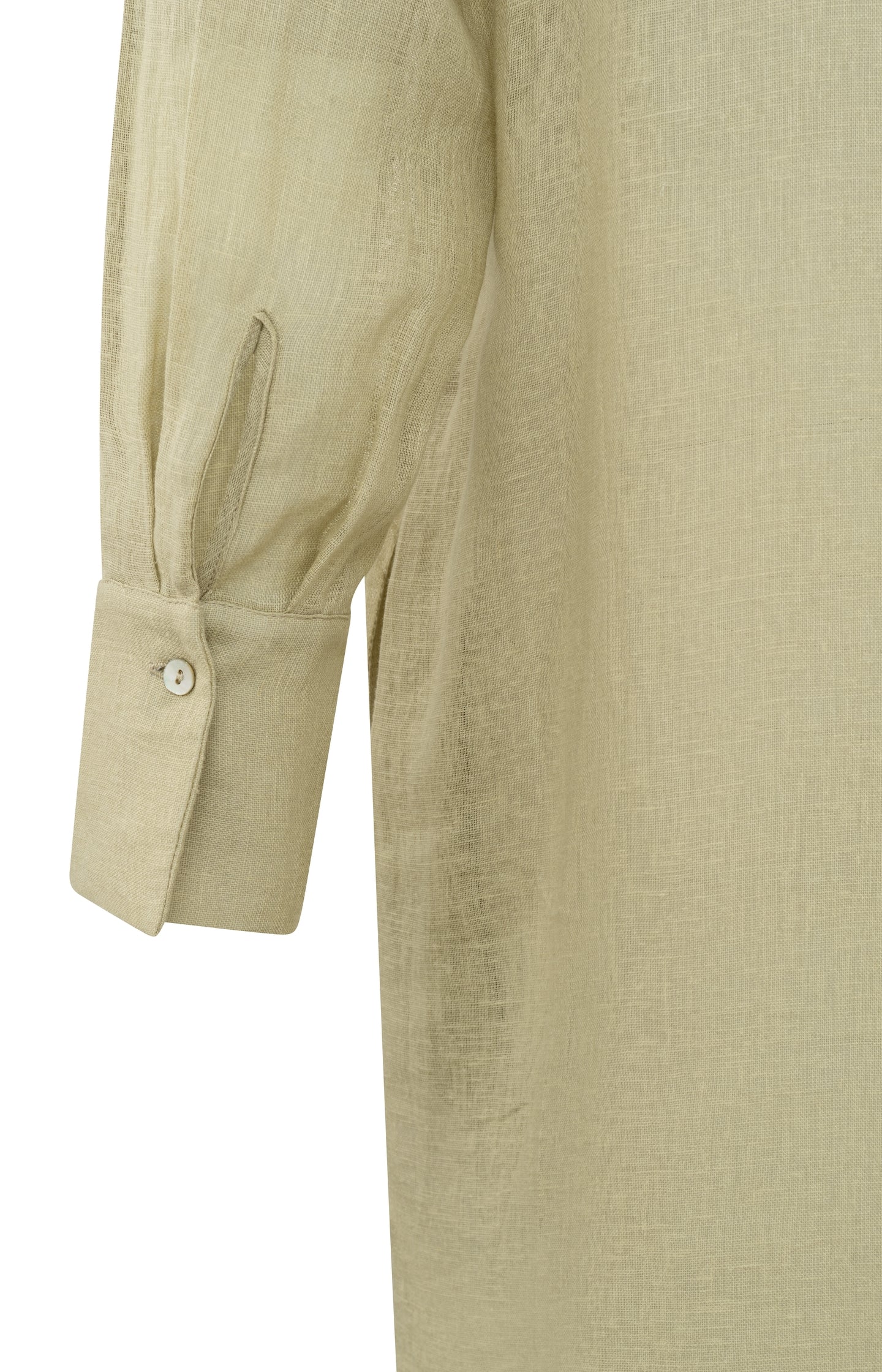 Linen shirt dress with long sleeves, a collar and buttons