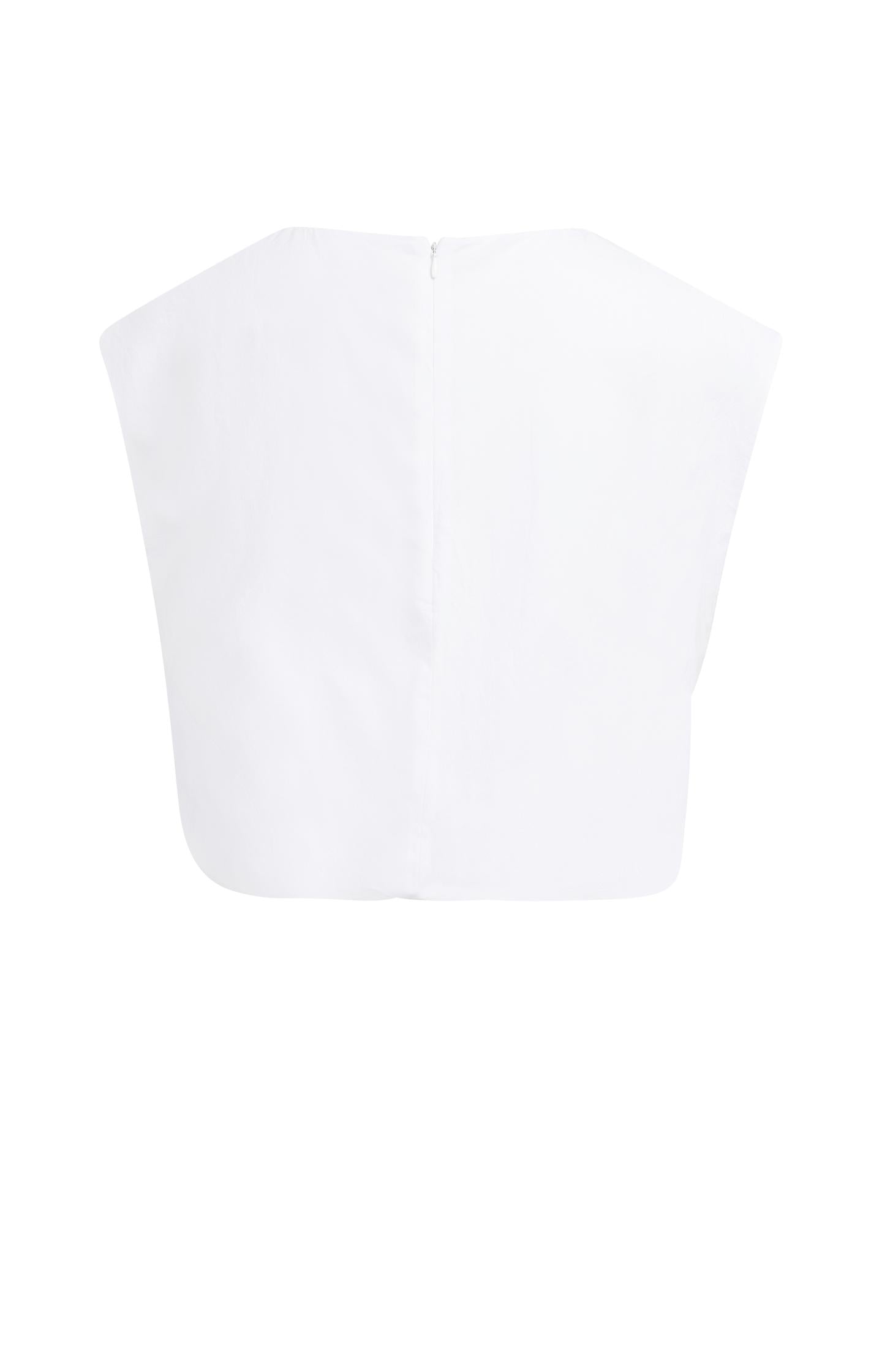 Linen short-sleeve balloon top