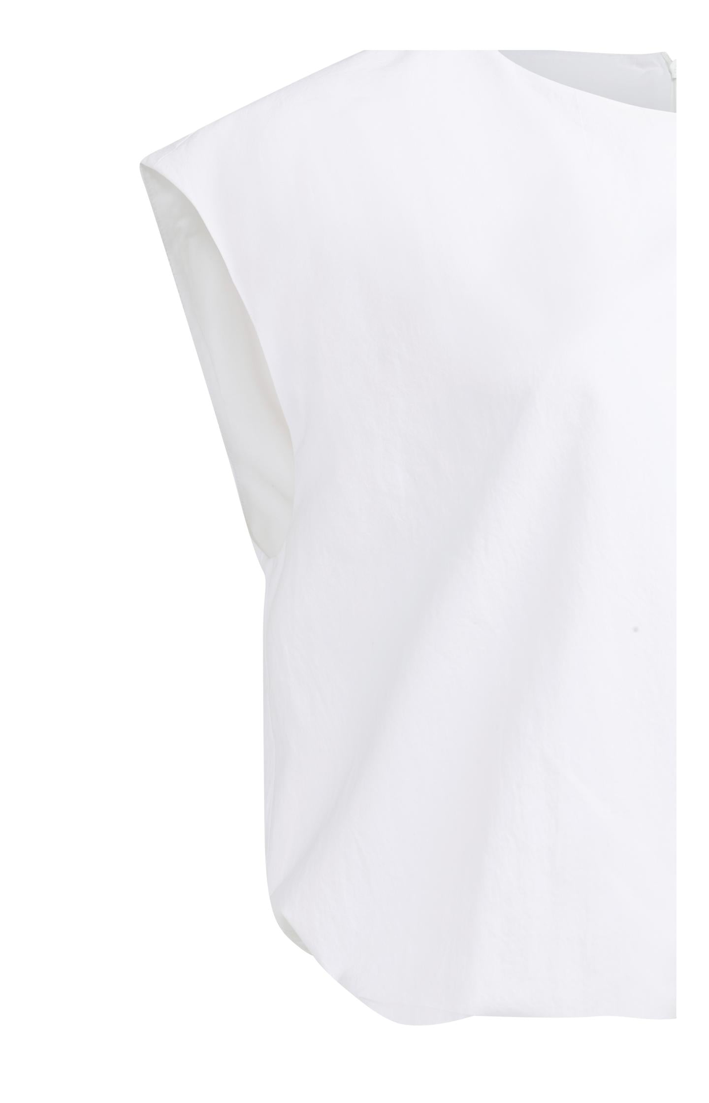Linen short-sleeve balloon top