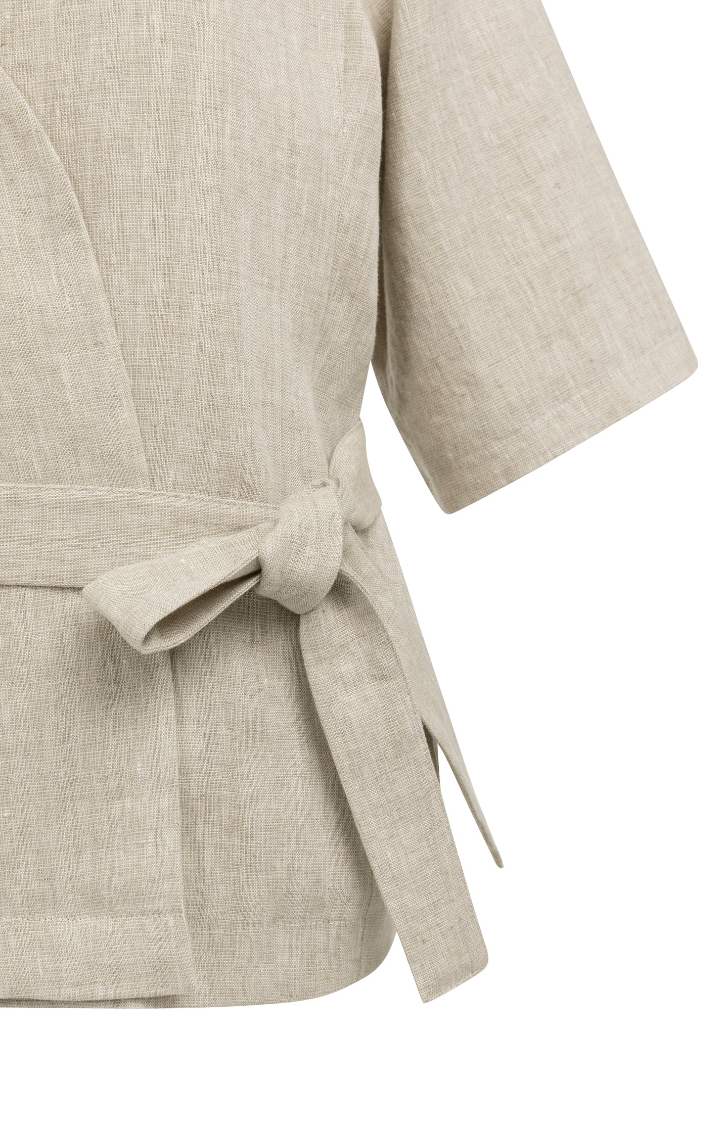 Linen wrap jacket with tie belt - Type: video