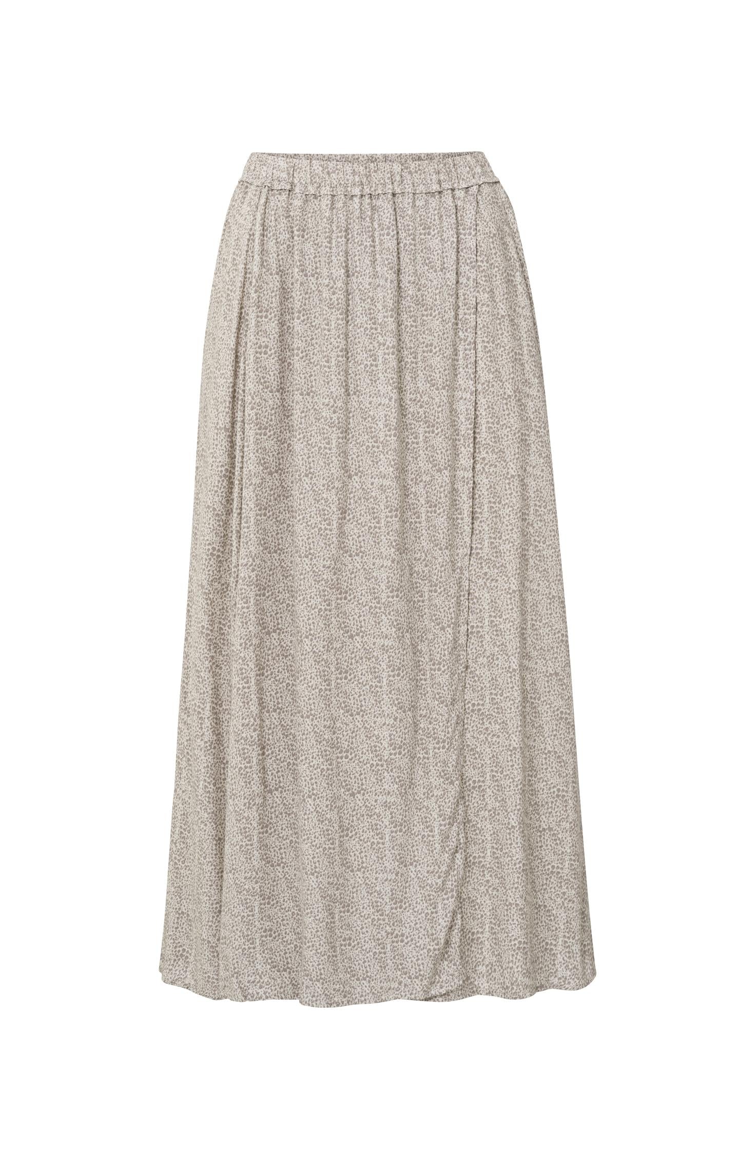 Long A-line skirt with elastic waist, split detail and print - Moonstruck Grey Dessin - Type: product