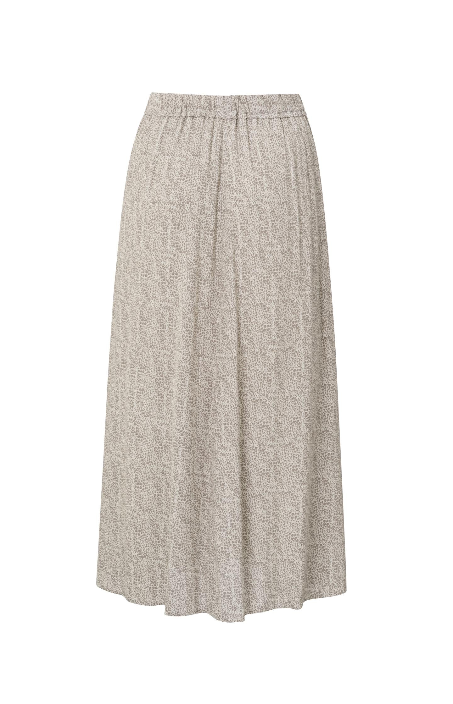 Long A-line skirt with elastic waist, split detail and print - Moonstruck Grey Dessin